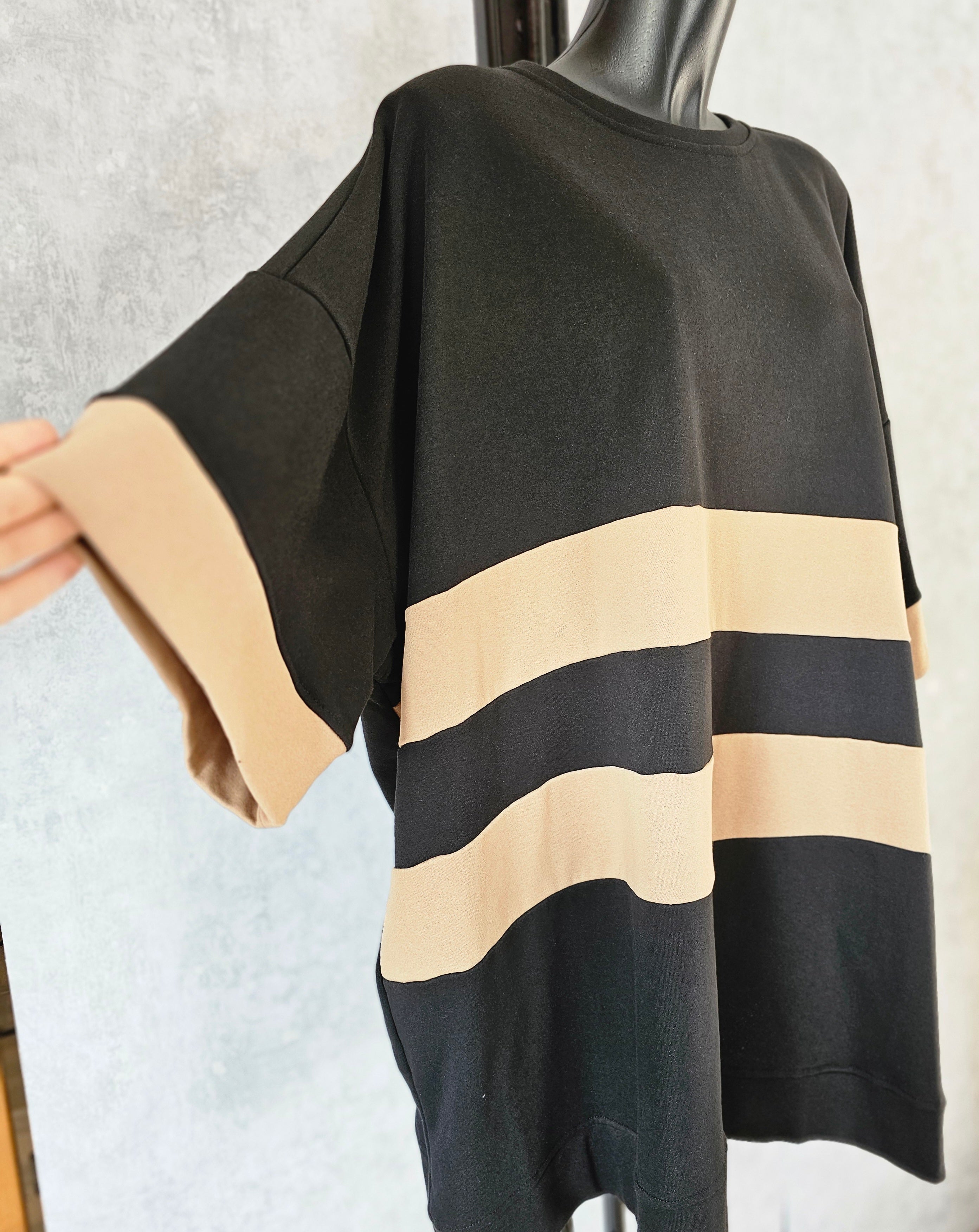 Oversize Damen Tunika mit Streifen