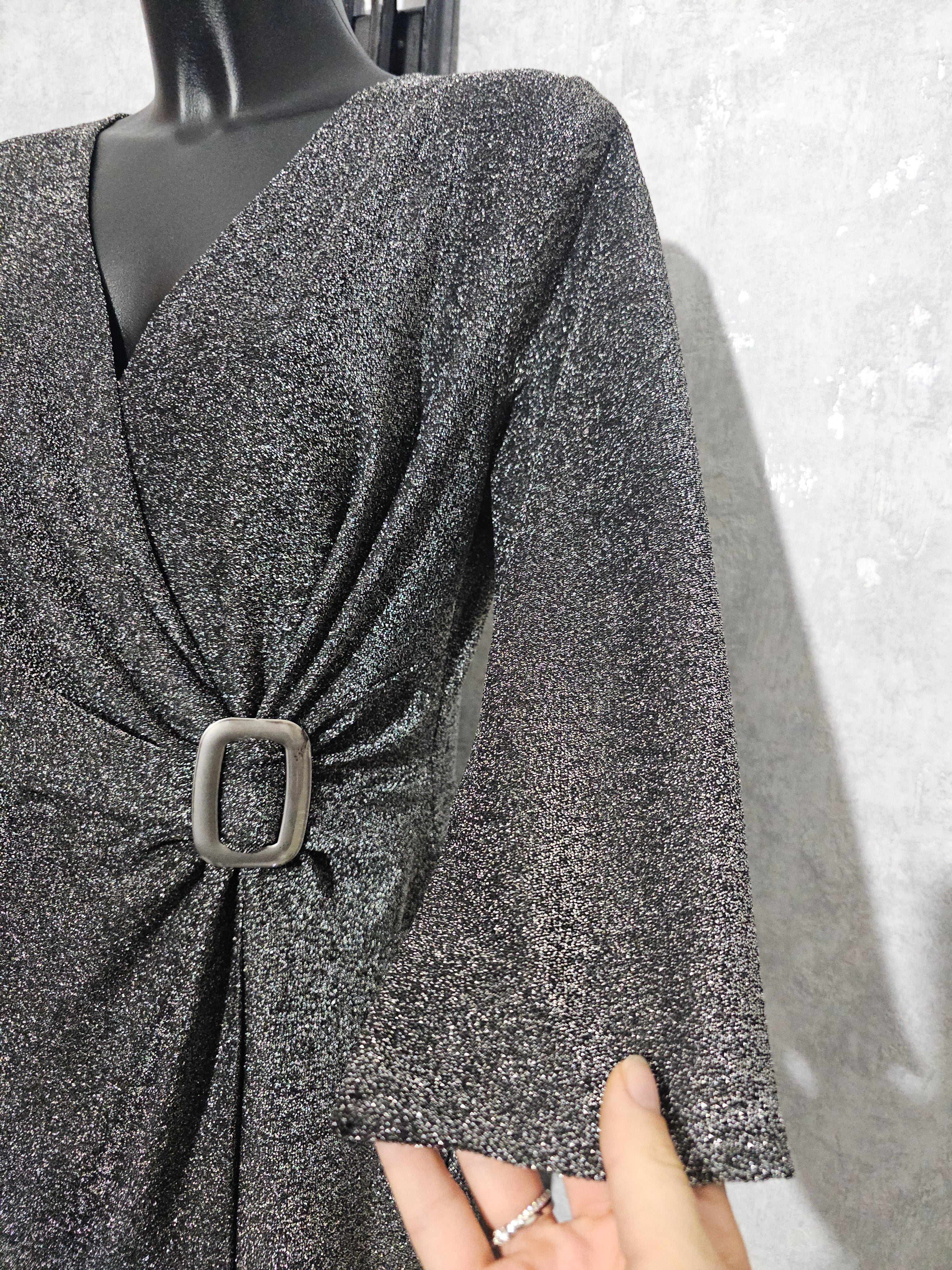 Festliches Glitzerkleid– Silber | 48 & 50