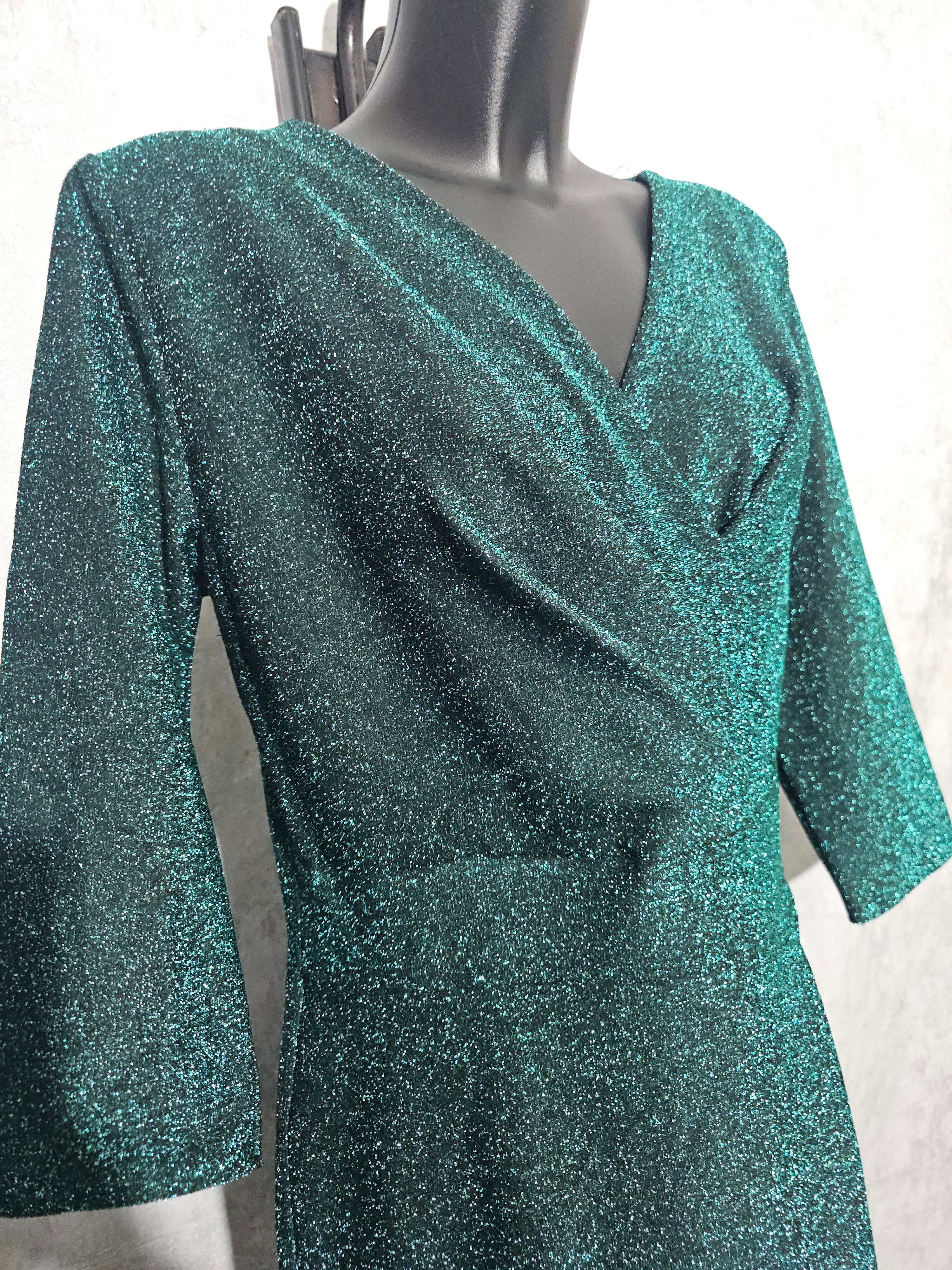 Festliches Glitzerkleid – Grün | 50
