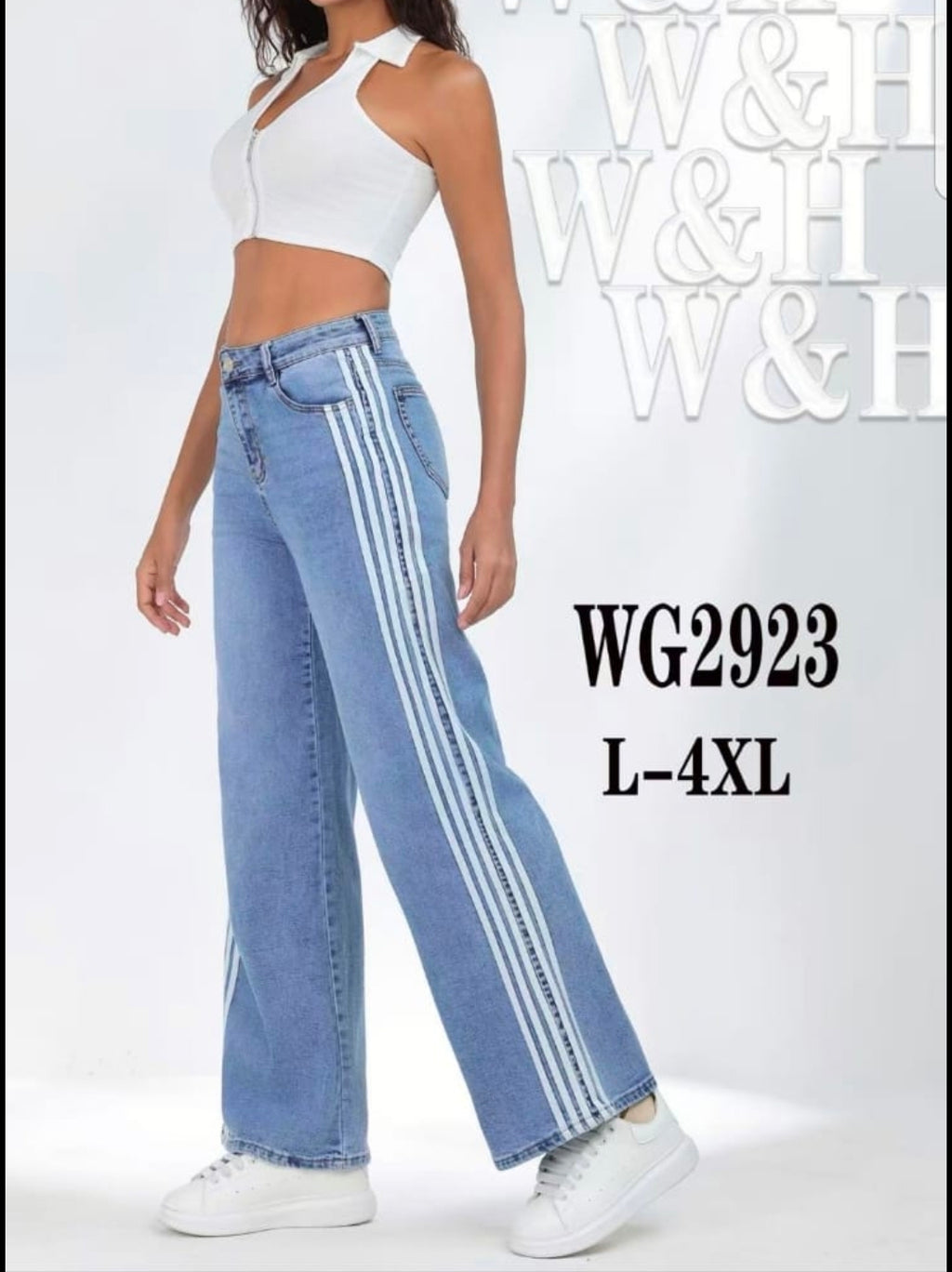 Wide Leg Jeans mit Streifen, L bis 4XL
