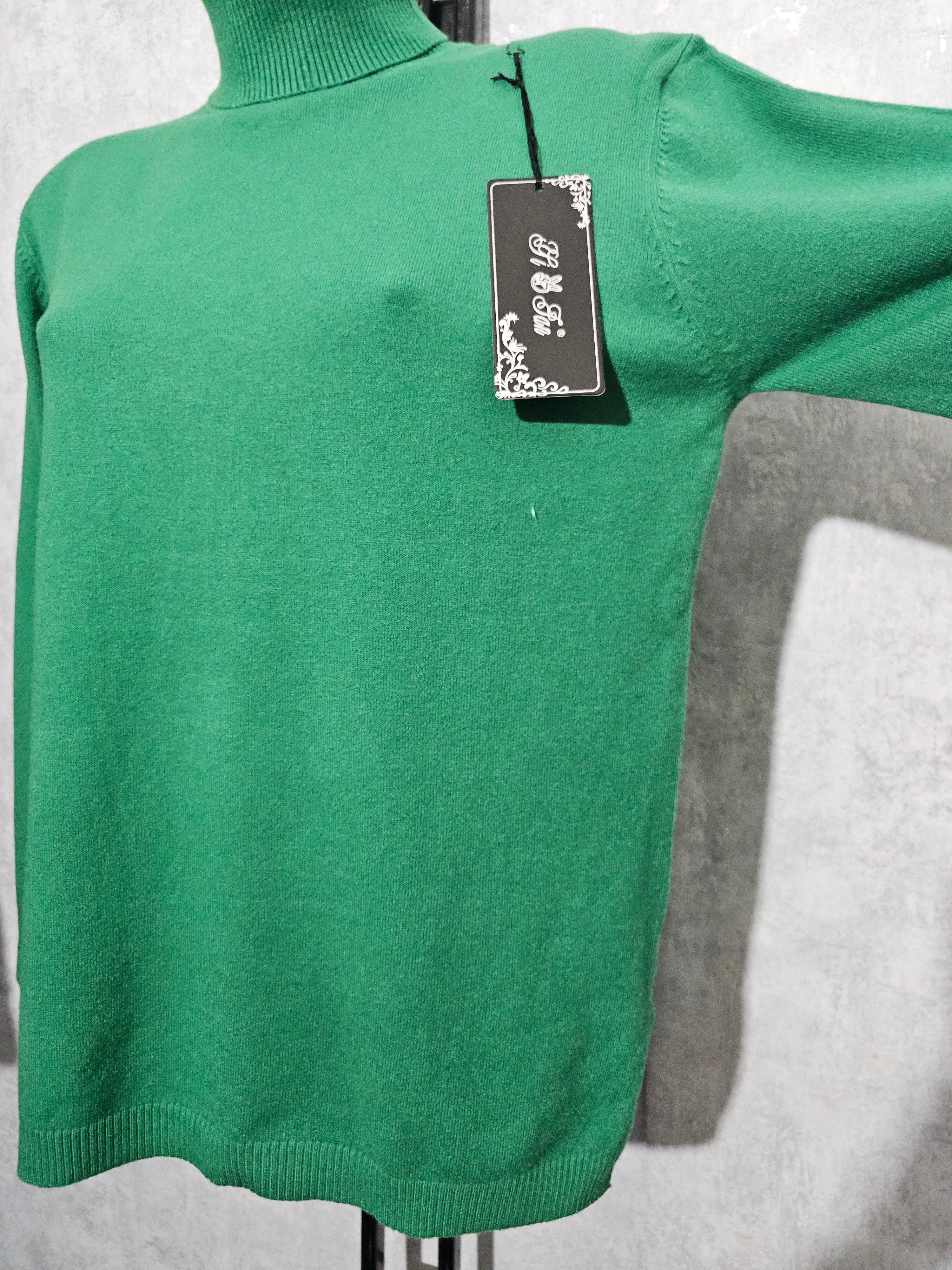 Grüner Rollkragenpullover – weich, warm & hochwertig – L/X