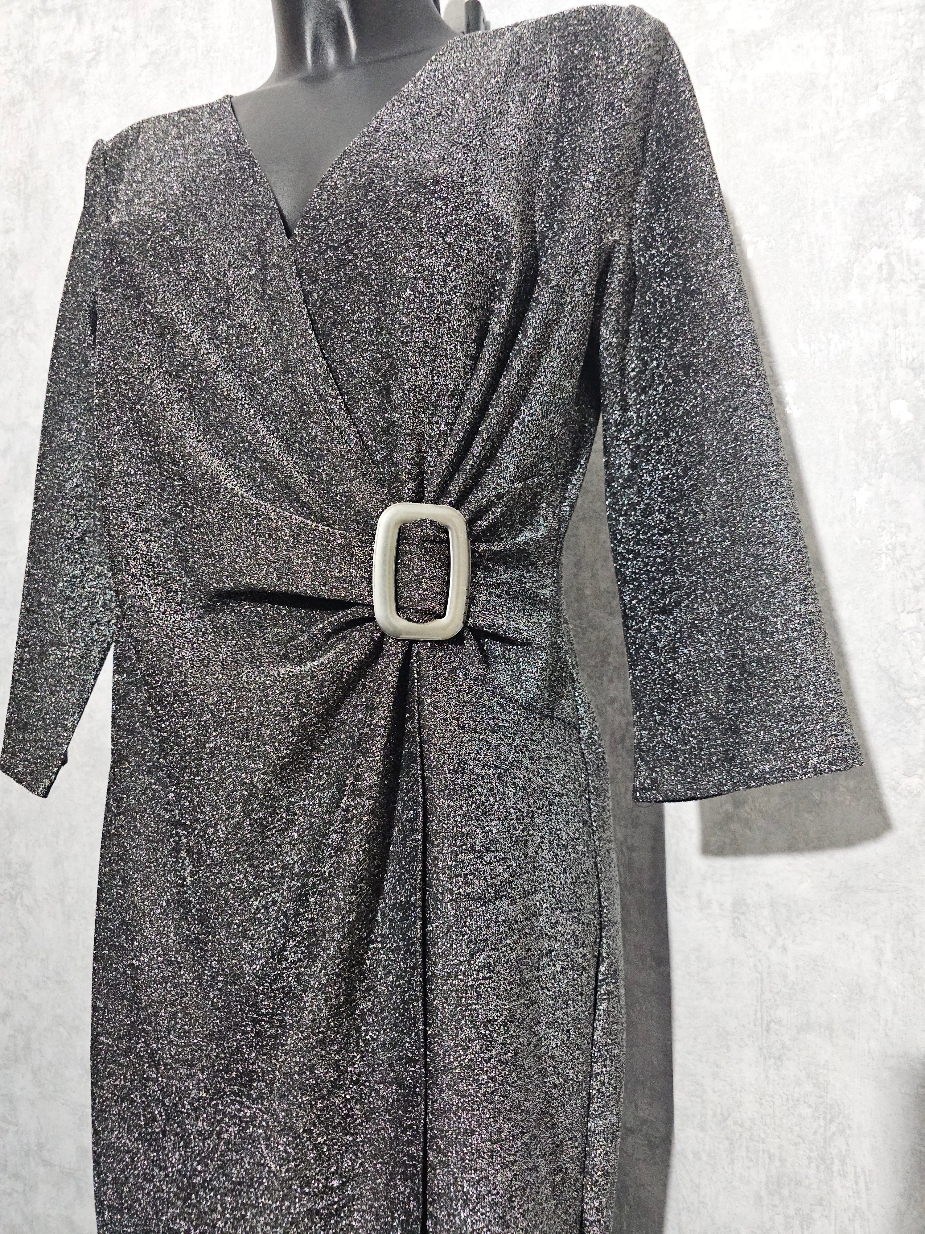 Festliches Glitzerkleid– Silber | 48 & 50