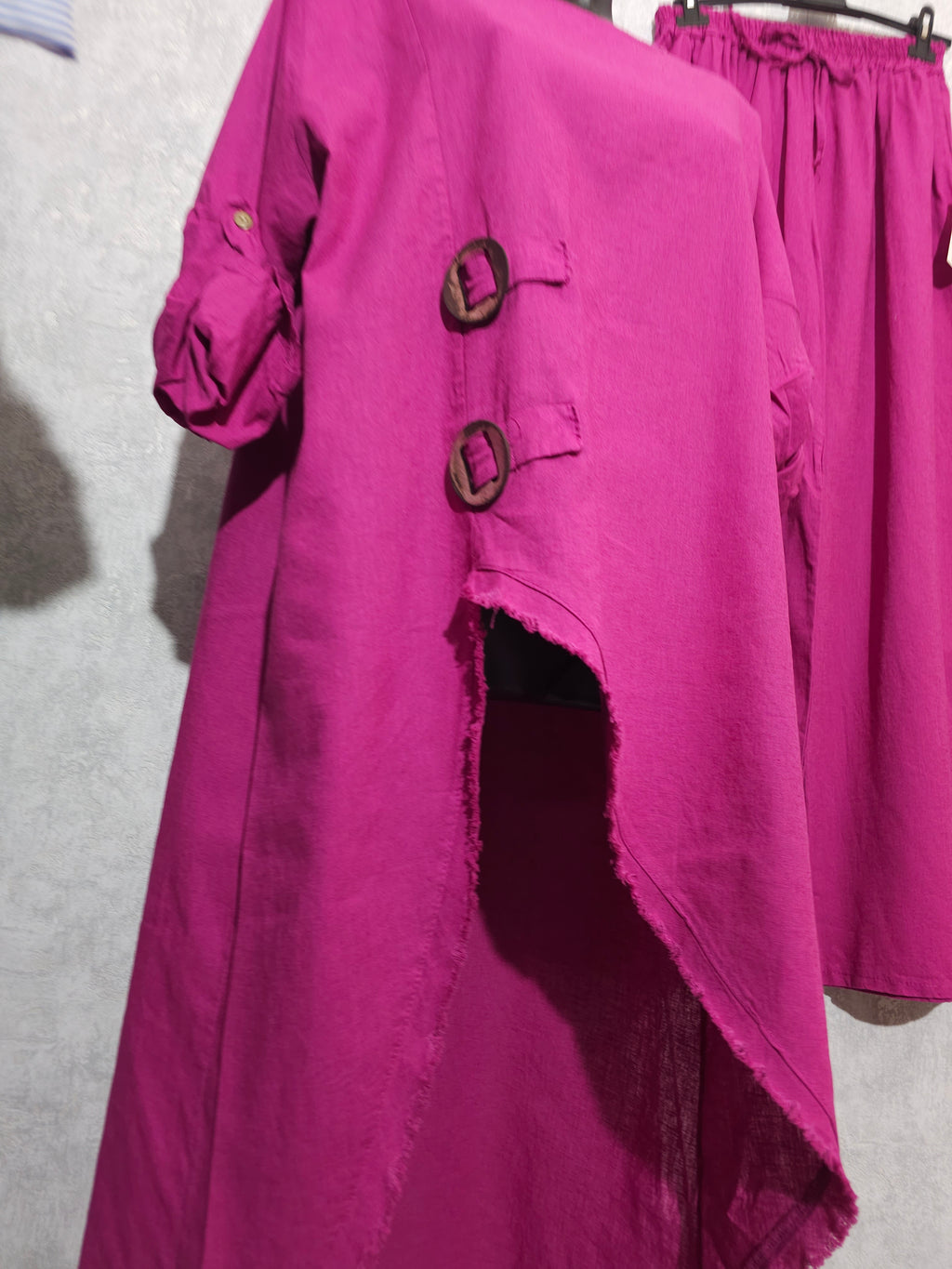 Zweiteiliges Leinen-Baumwoll-Set aus Italien – Oversize Tunika & Weite Hose