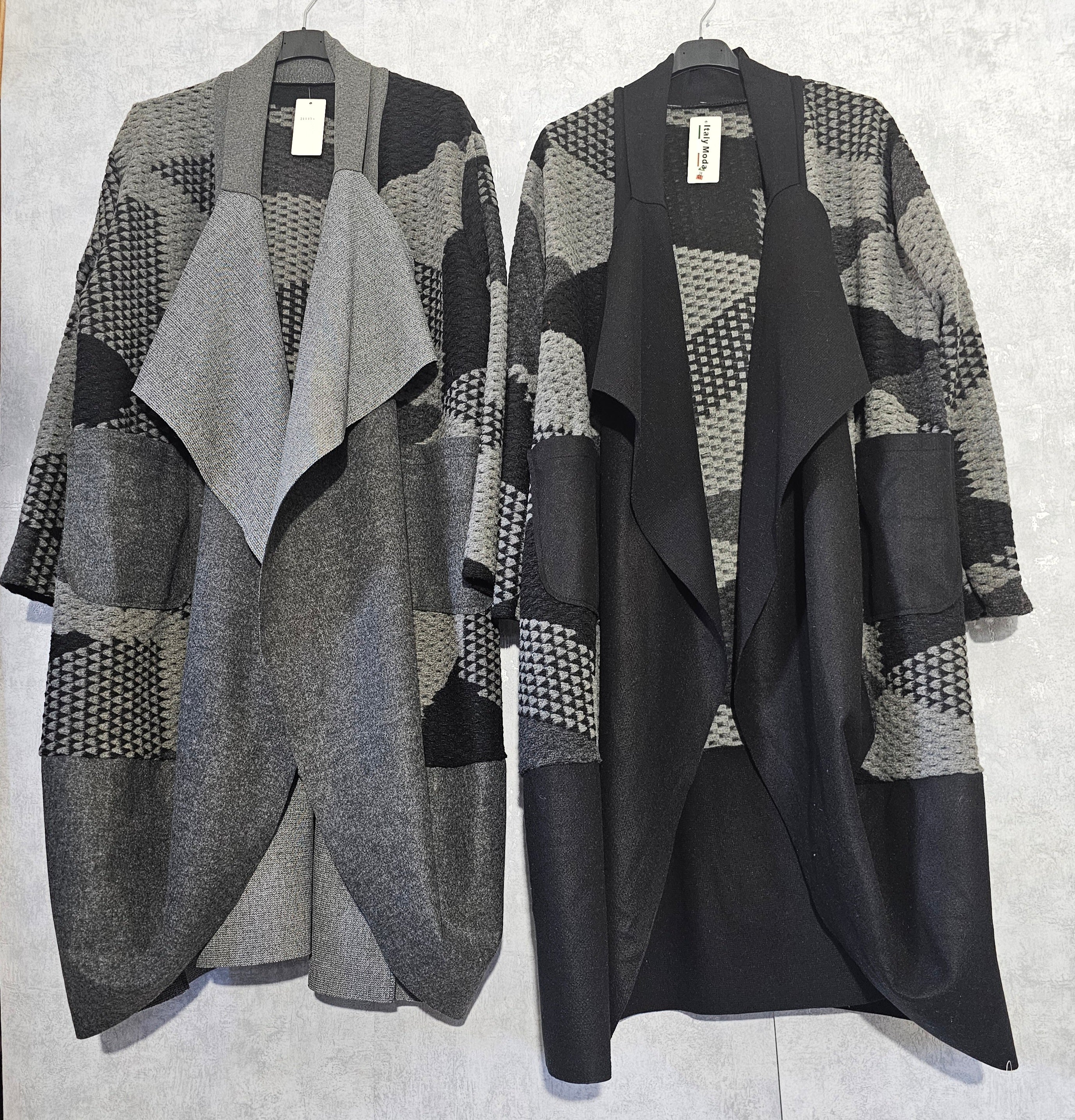 Oversize Cardigan mit Muster – Plus Size Strickjacke Made in Italy