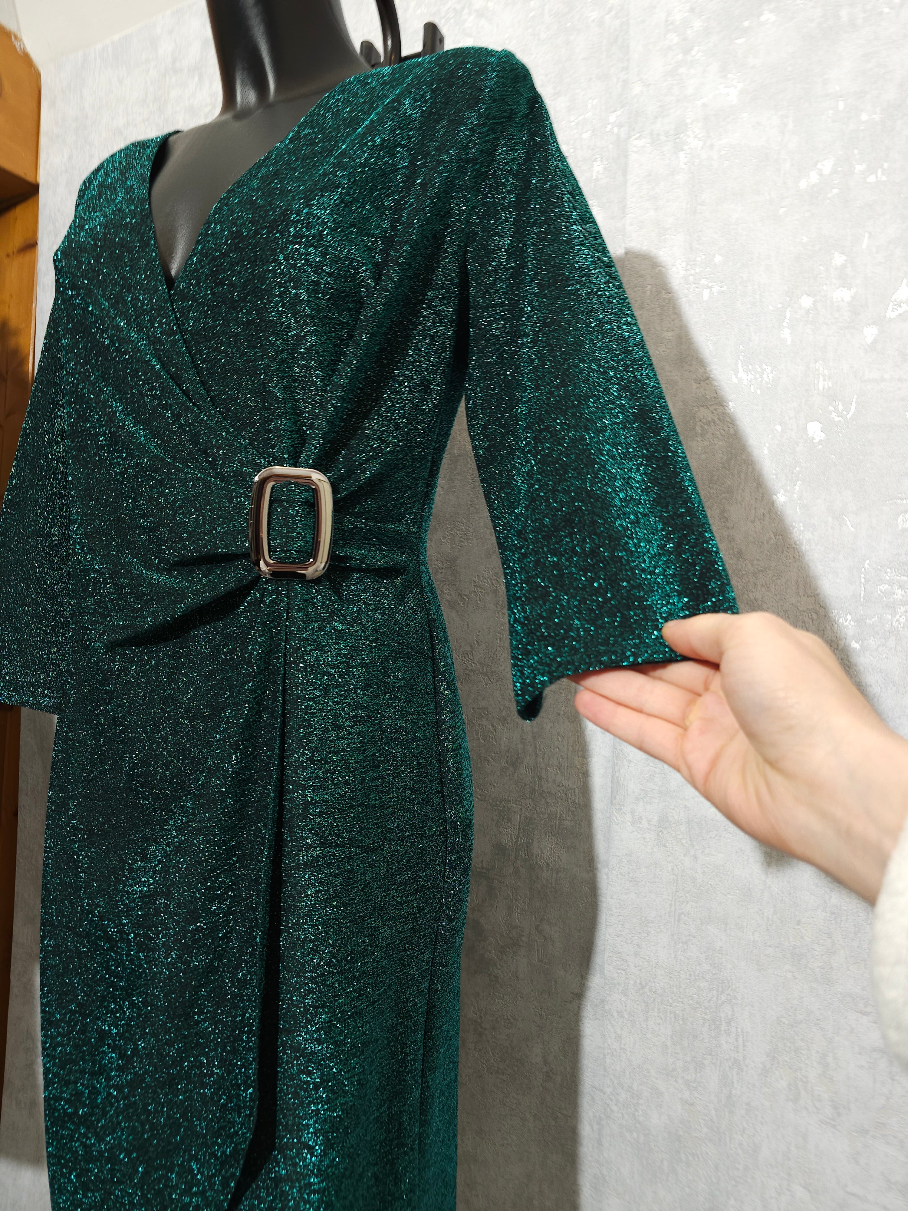 Festliches Glitzerkleid– Grün | 44-50