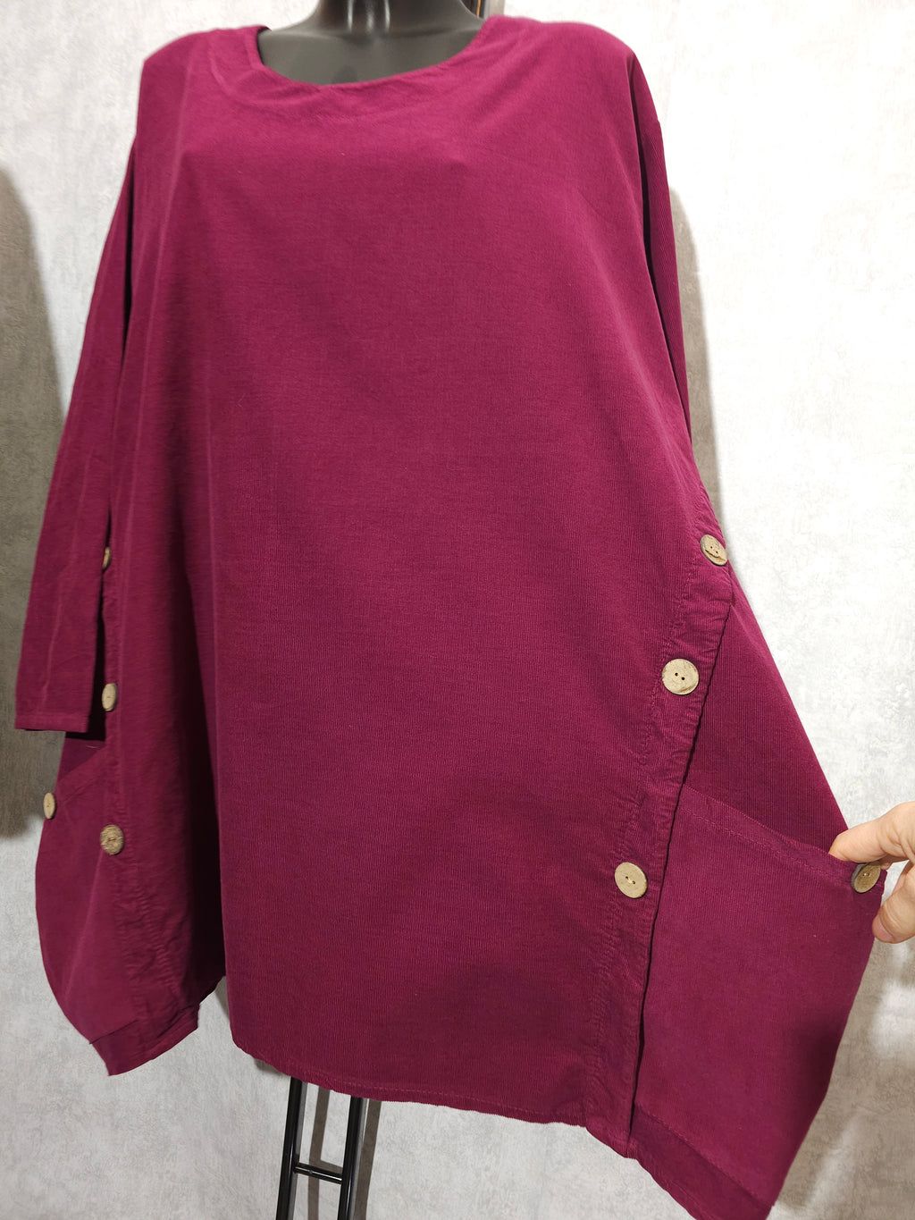 Oversize Tunika Daisy – Fuchsia | Asymmetrischer Schnitt | Baumwolle | Made in Italy