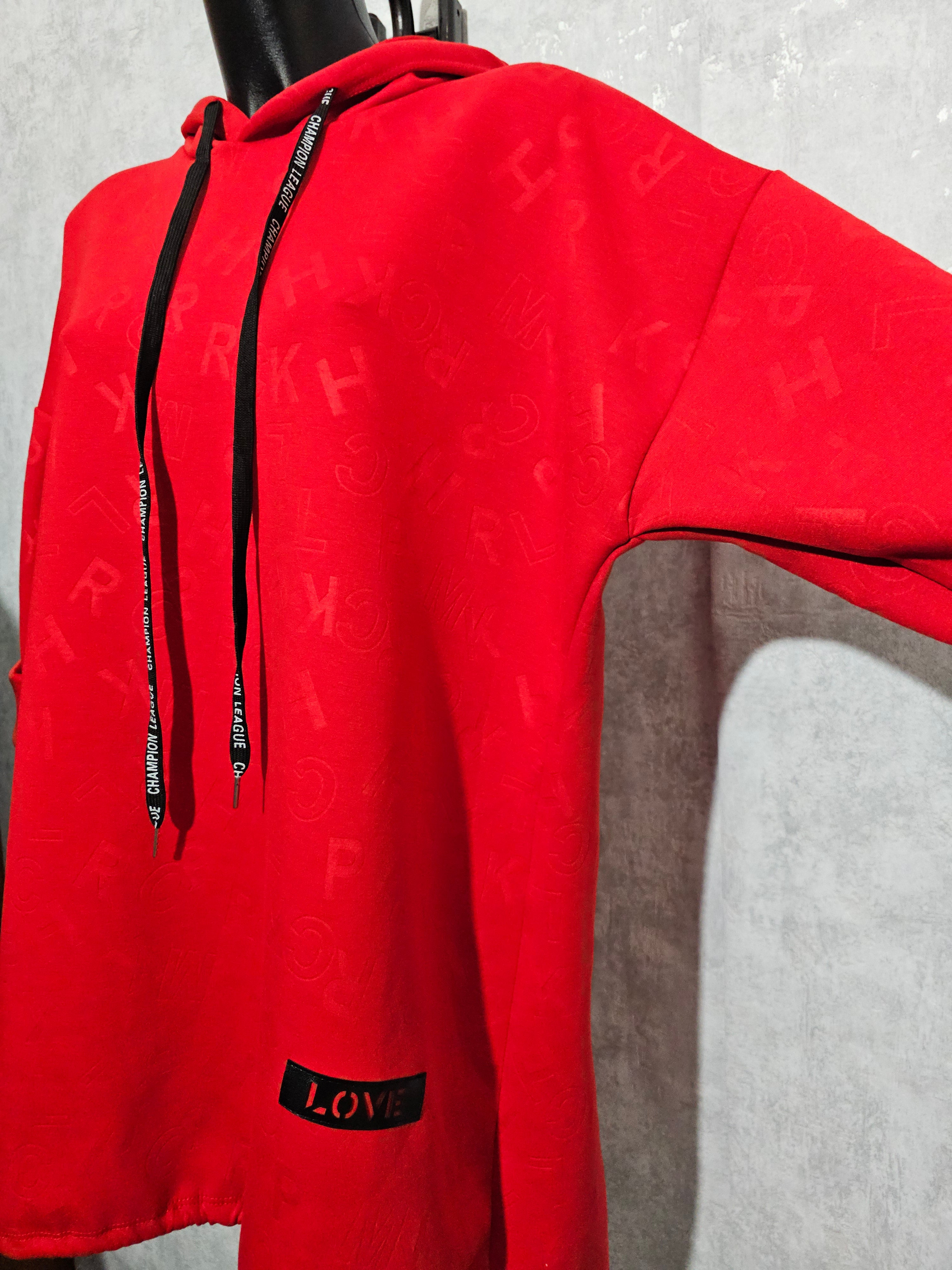 Long-Hoodie Oversize XL-3XL • Kapuzenpullover • Made in Italy – Beige / Rot / Schwarz