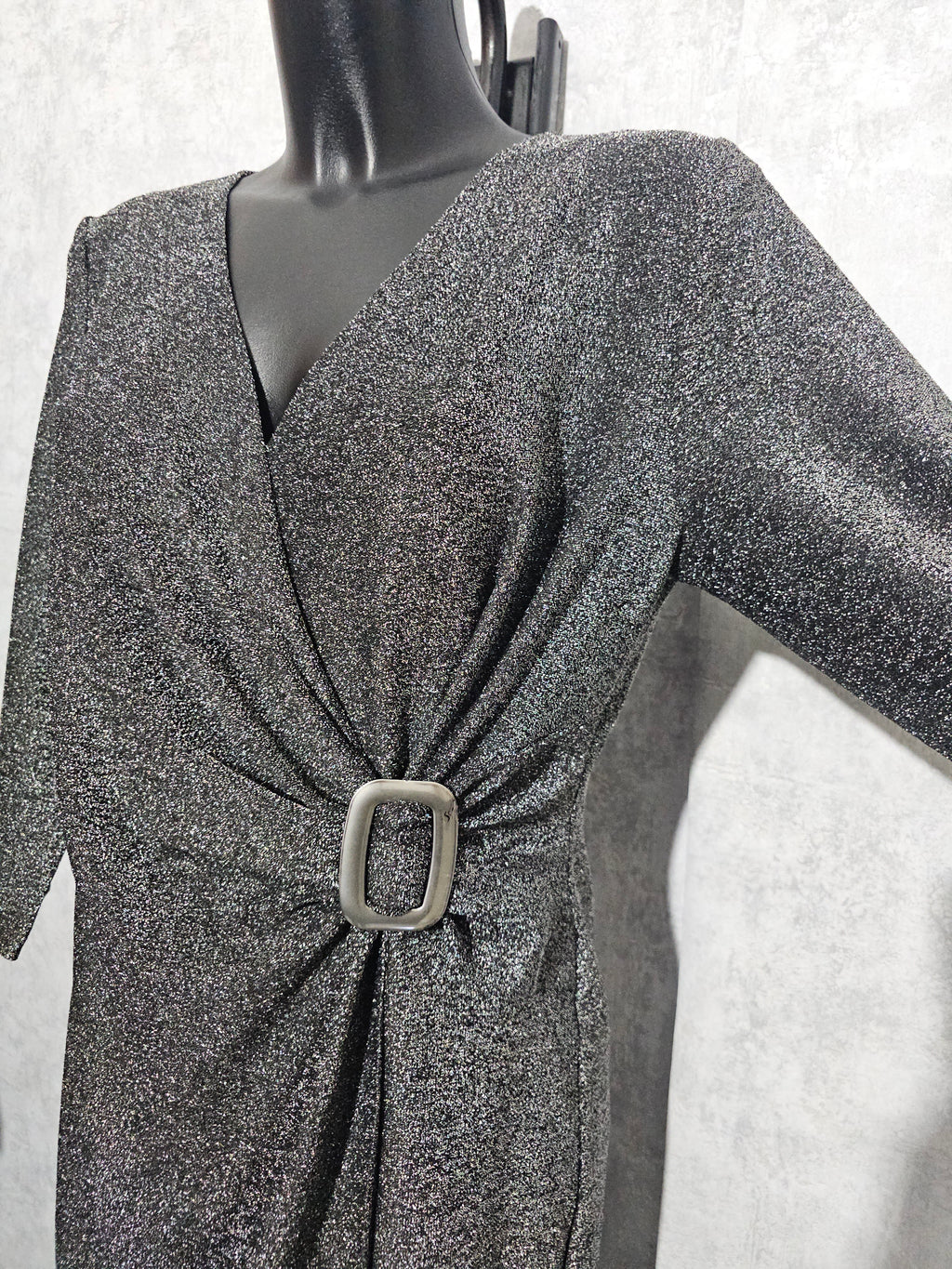 Festliches Glitzerkleid– Silber | 48 & 50