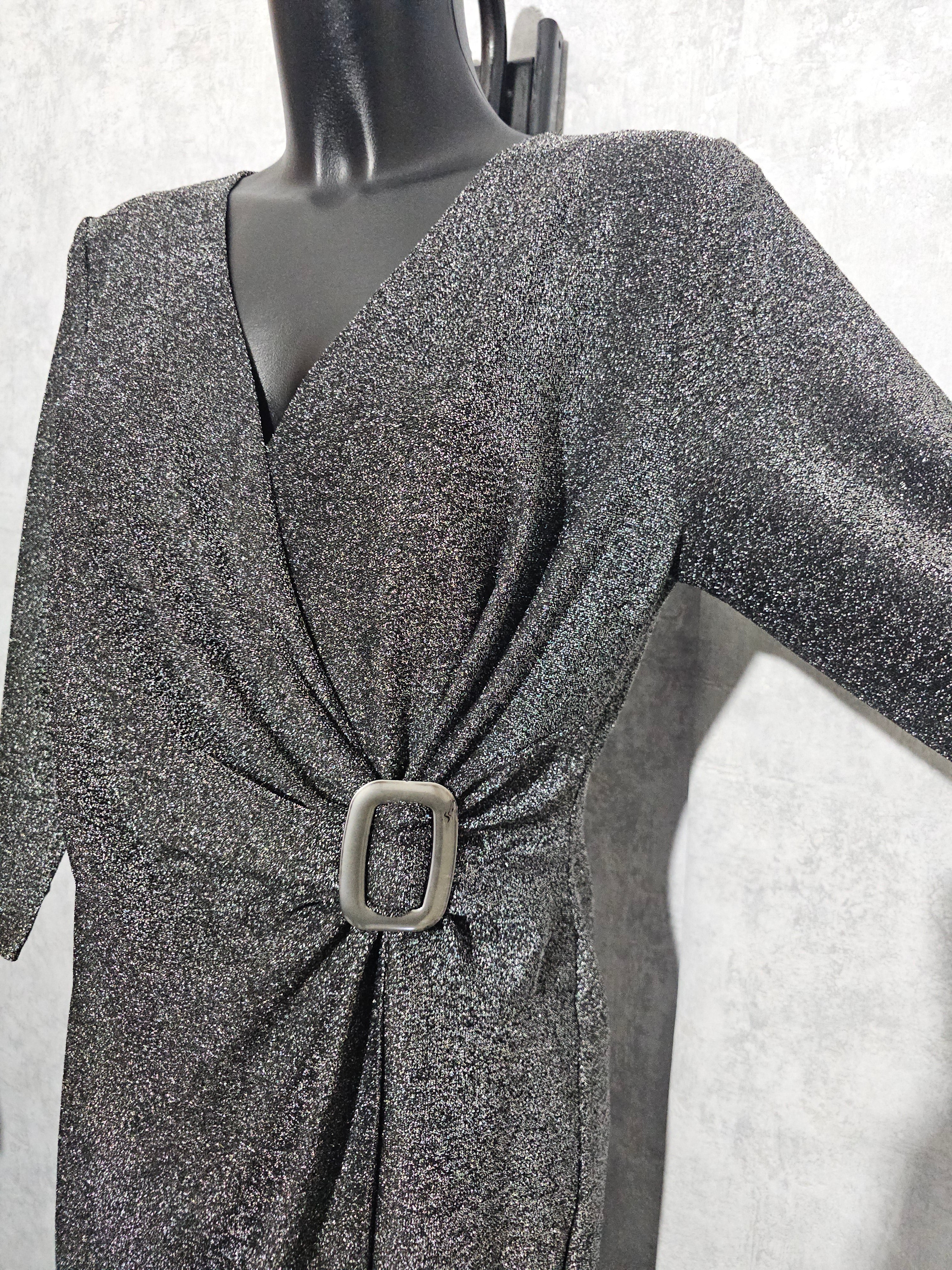 Festliches Glitzerkleid– Silber | 48 & 50