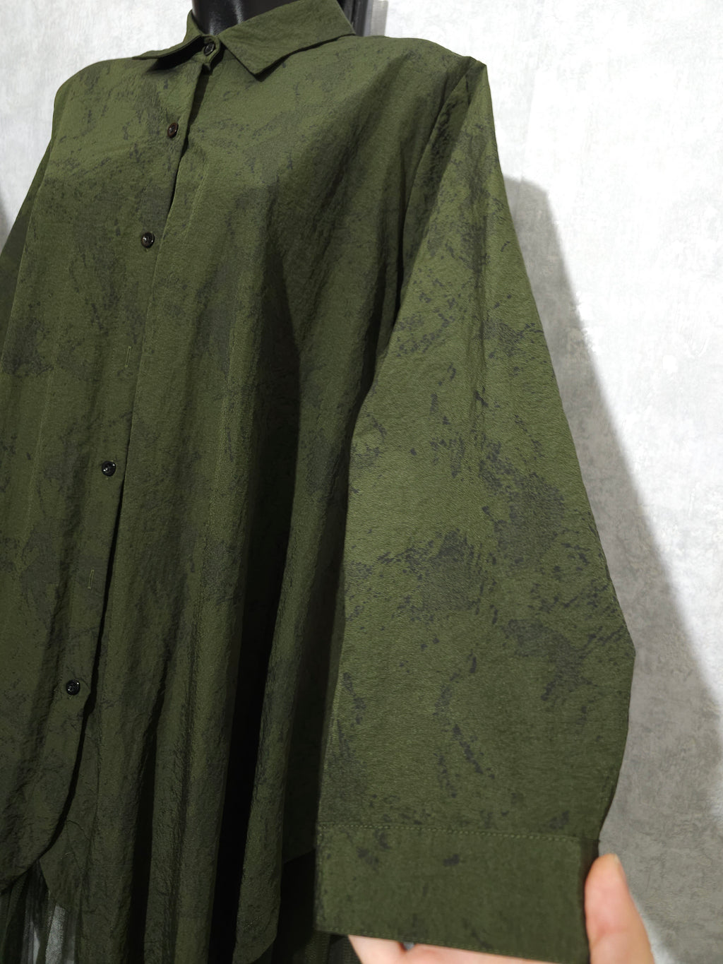 Lange Damen Tunika mit Tüll – Khaki | Oversize XXL–XXXL