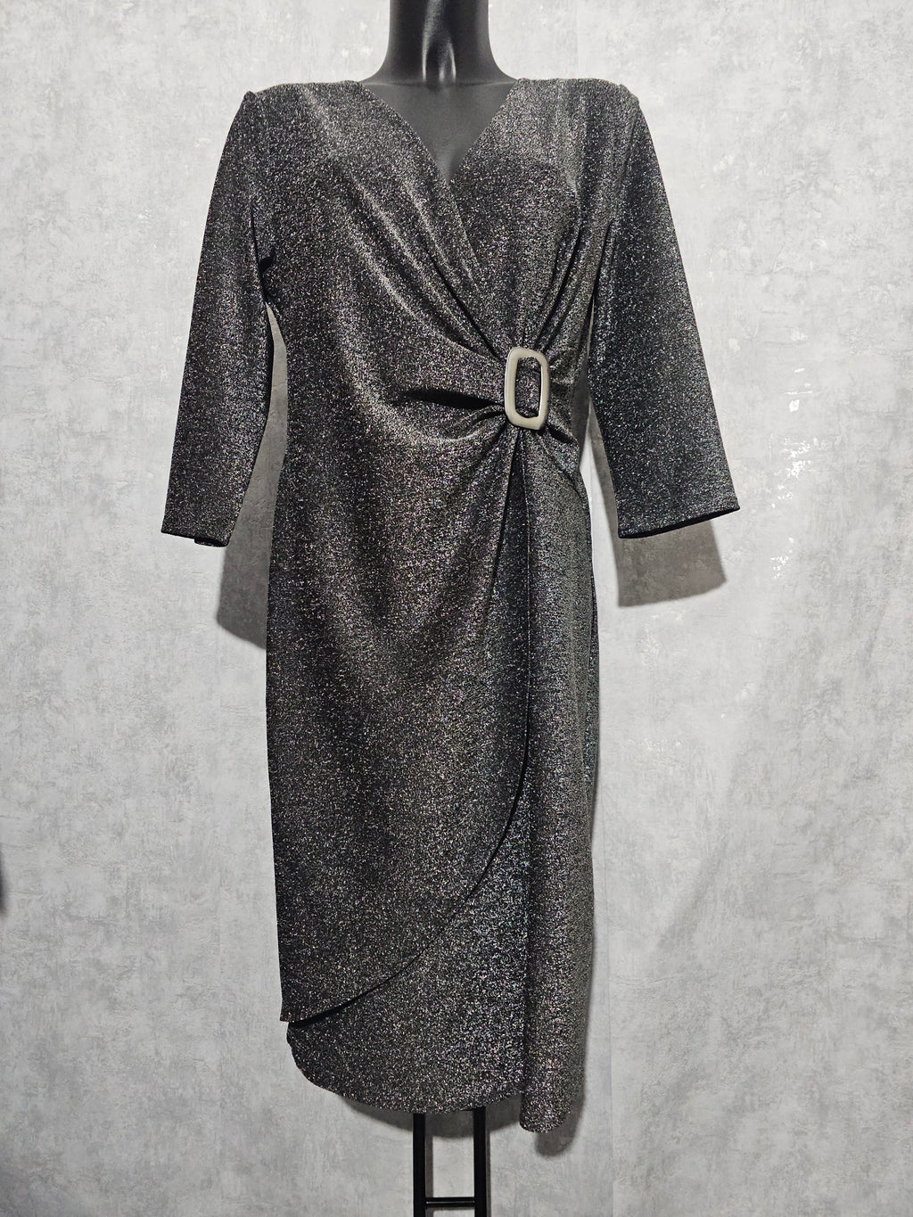 Festliches Glitzerkleid– Silber | 48 & 50