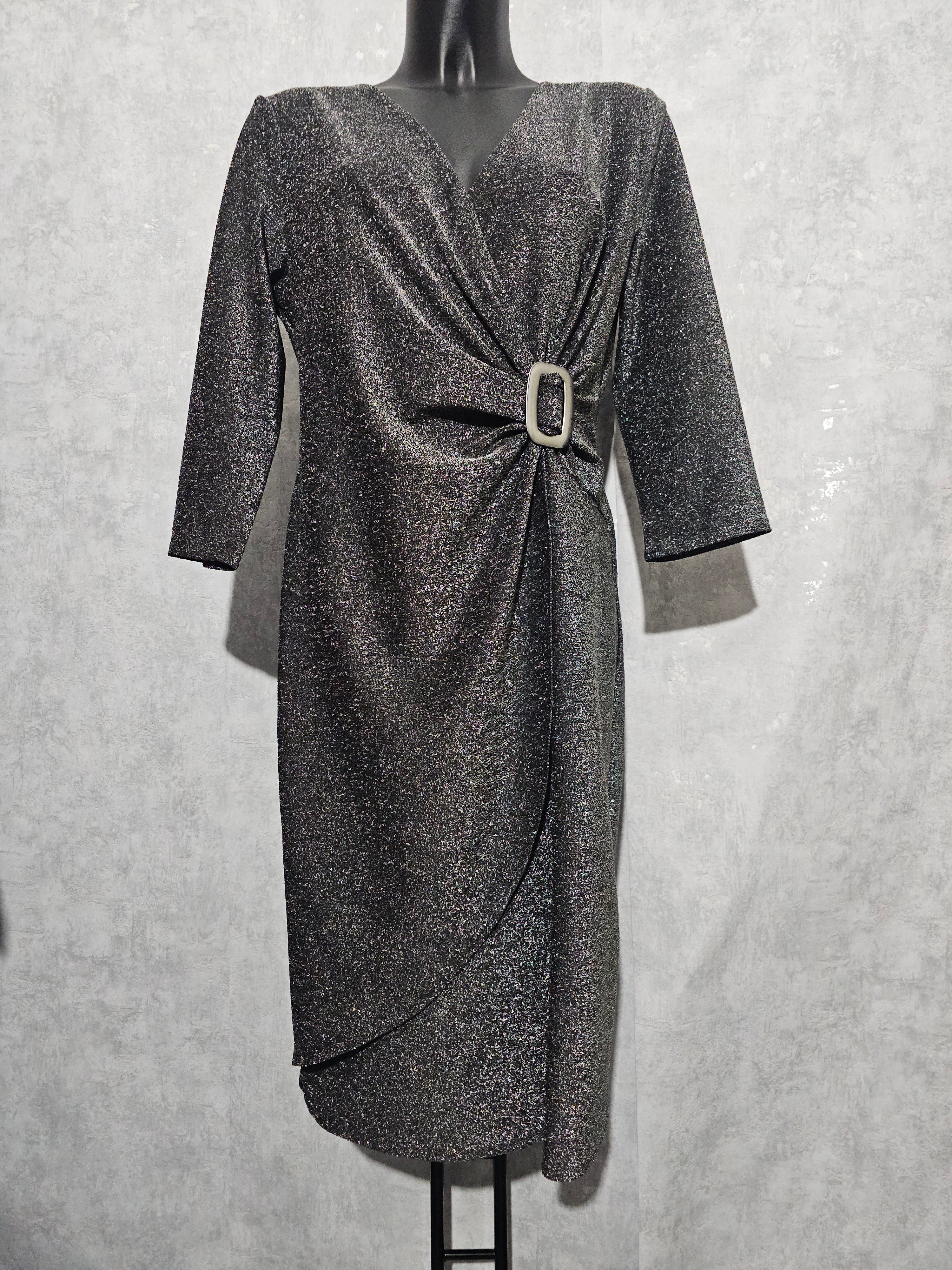 Festliches Glitzerkleid– Silber | 48 & 50