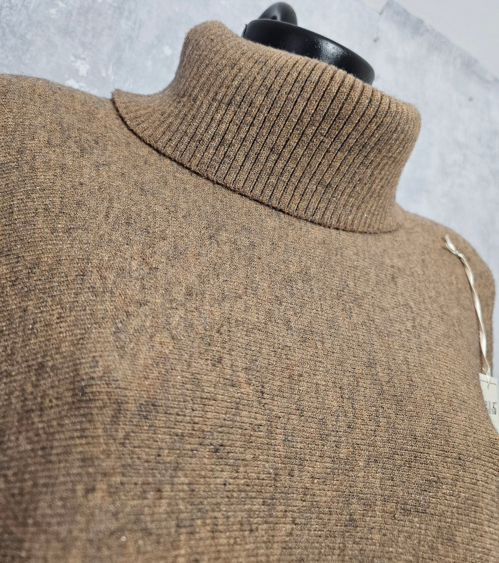 Oversize Rollkragen Strickpullover – Beige | L/XL