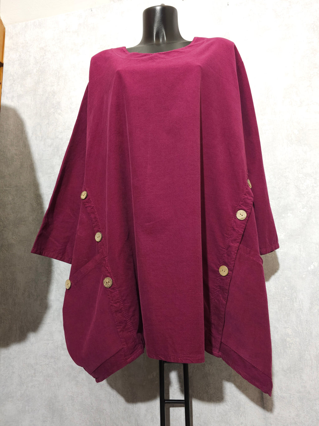 Oversize Tunika Daisy – Fuchsia | Asymmetrischer Schnitt | Baumwolle | Made in Italy