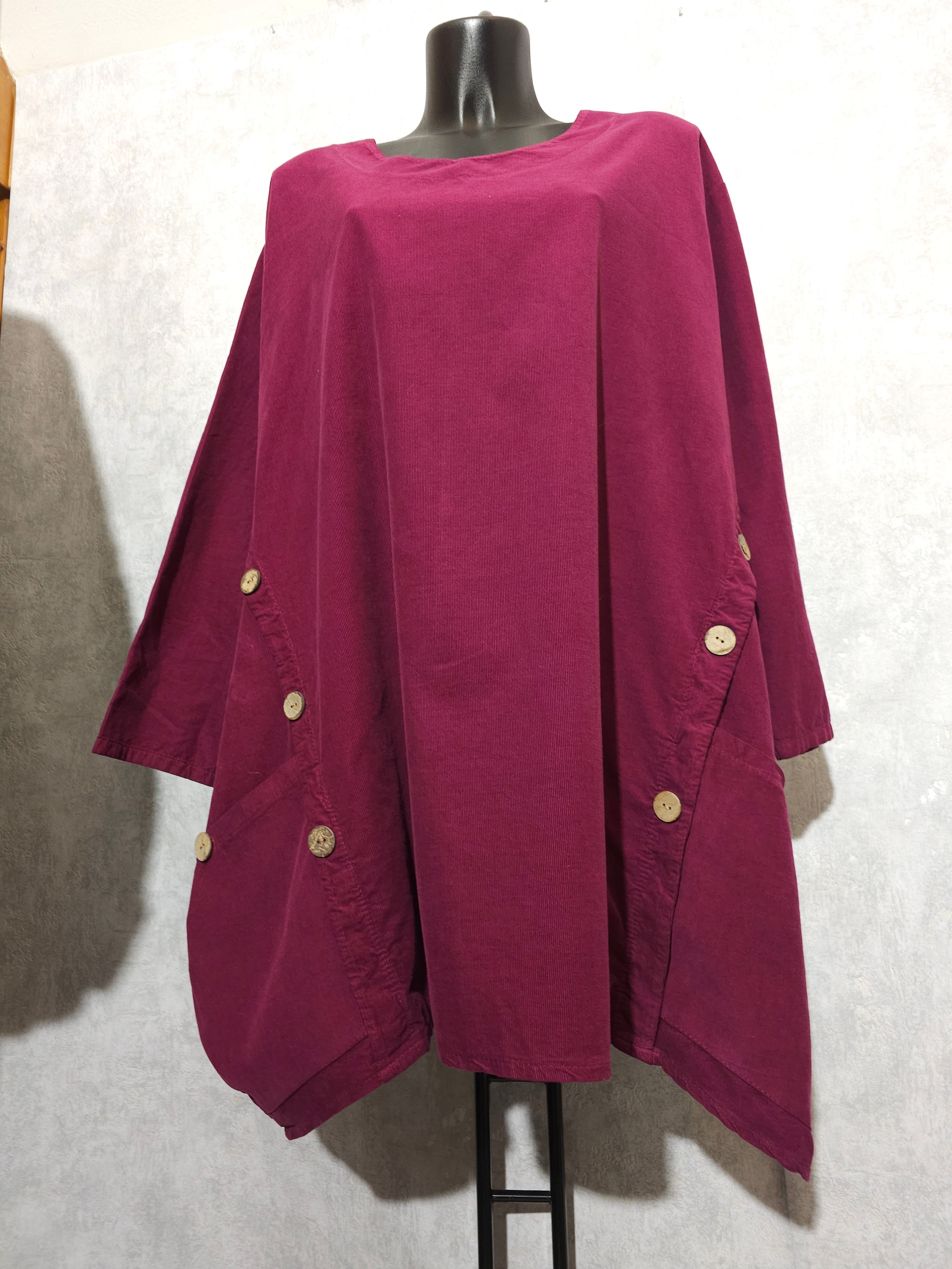 Oversize Tunika Daisy – Fuchsia | Asymmetrischer Schnitt | Baumwolle | Made in Italy