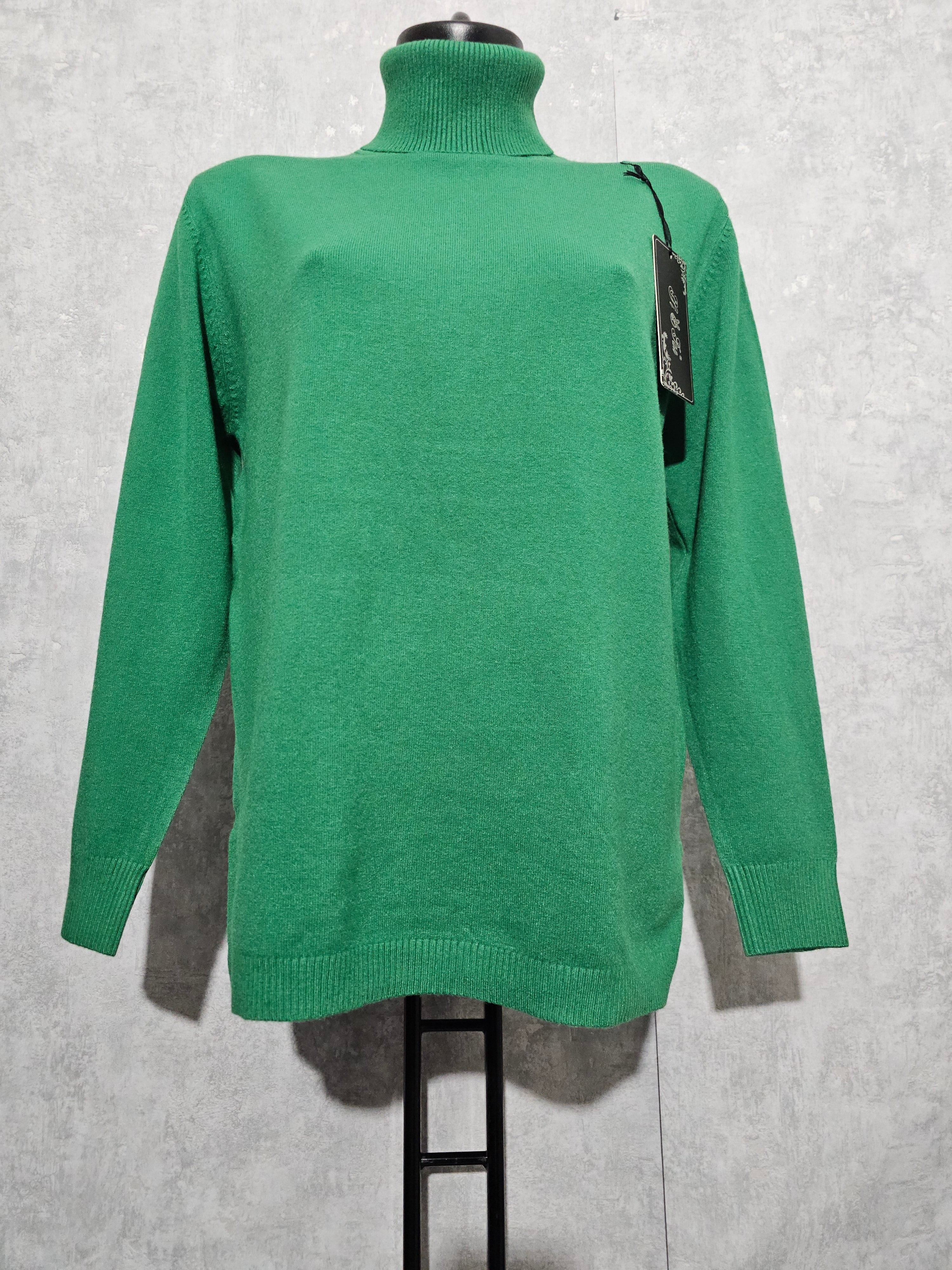 Grüner Rollkragenpullover – weich, warm & hochwertig – L/X