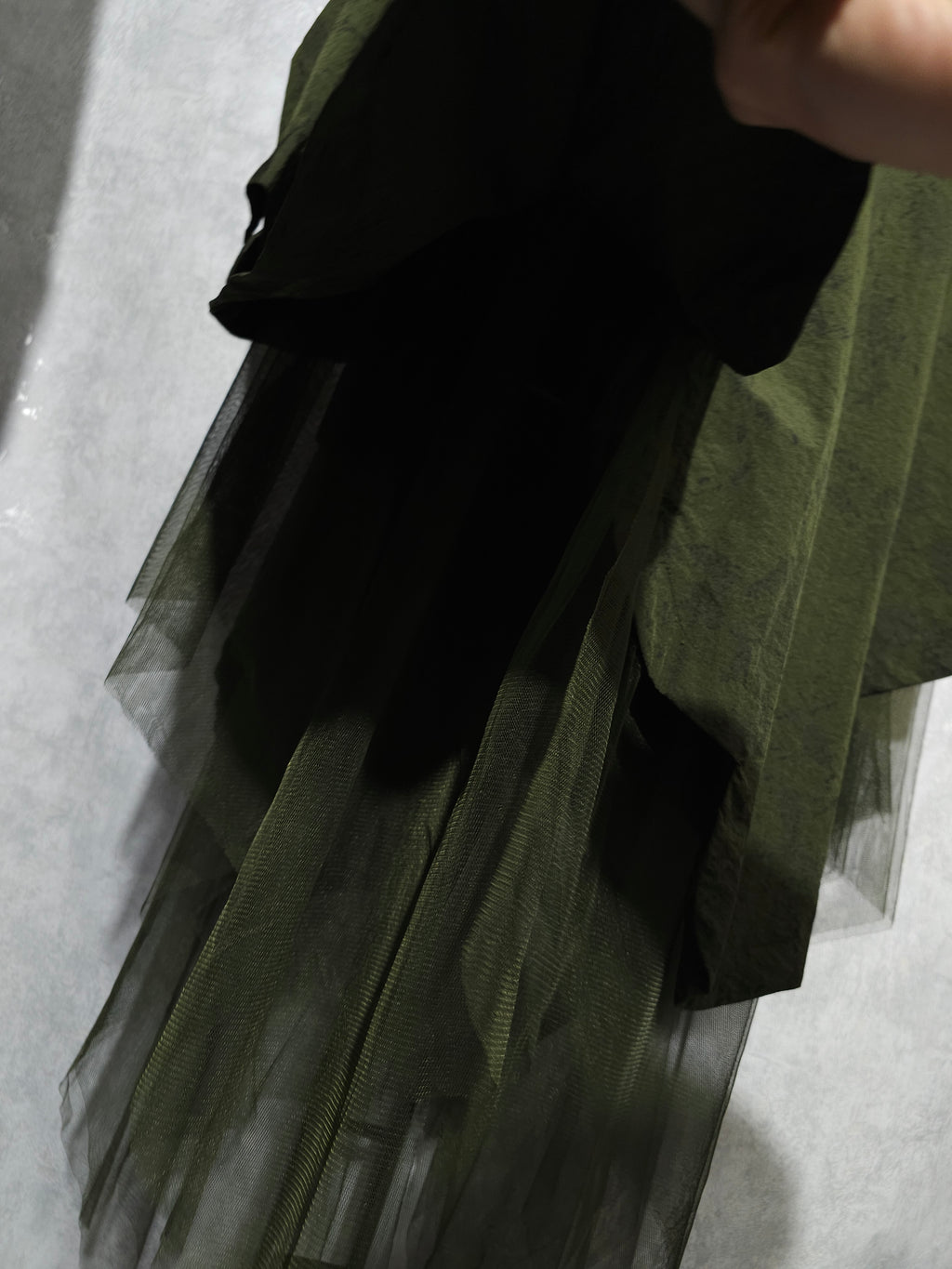 Lange Damen Tunika mit Tüll – Khaki | Oversize XXL–XXXL