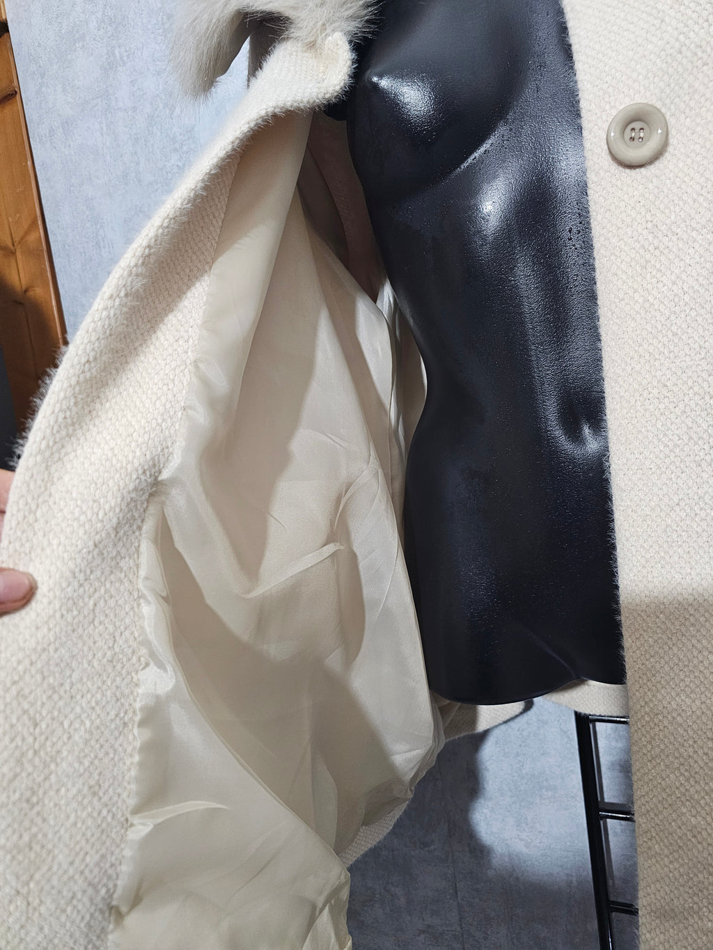 Elegante Damen-Winterjacke mit Kunstfell, Beige M-XXL