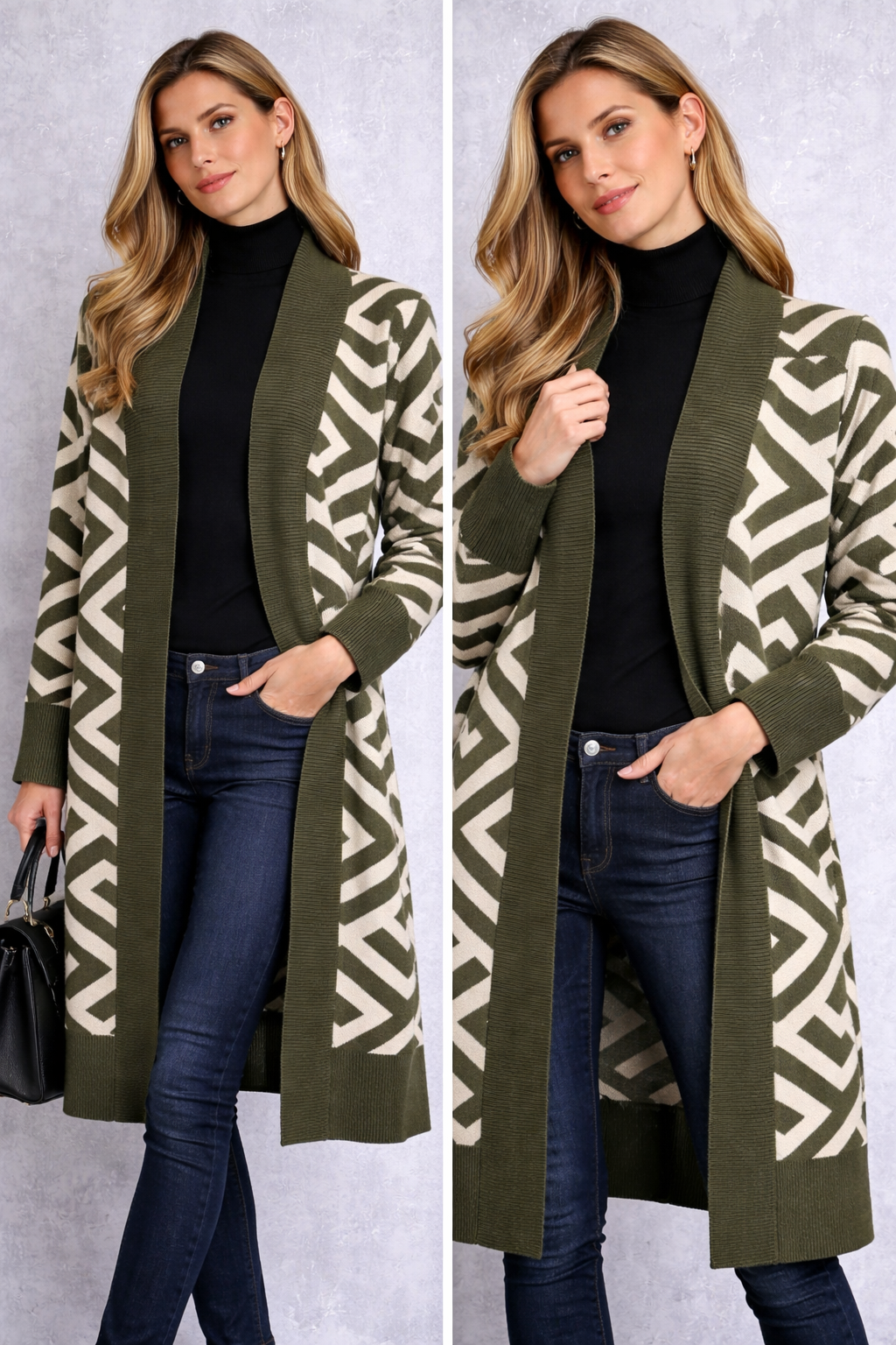 Eleganter langer Cardigan  – hochwertig, weich & warm –  L/XL