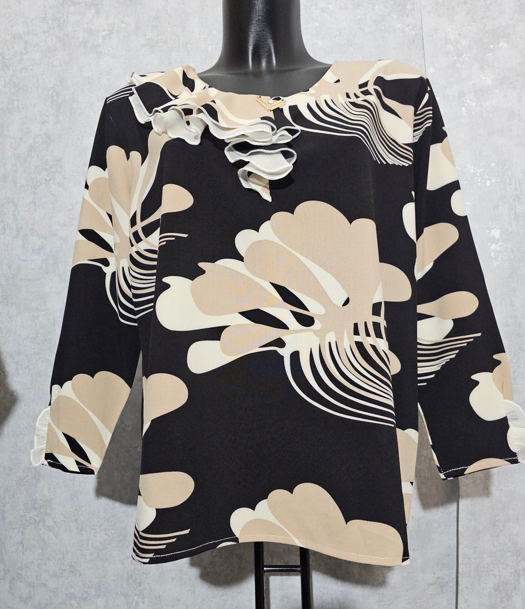 Elegante Damenbluse mit Rüschen – Größe 2XL–6XL