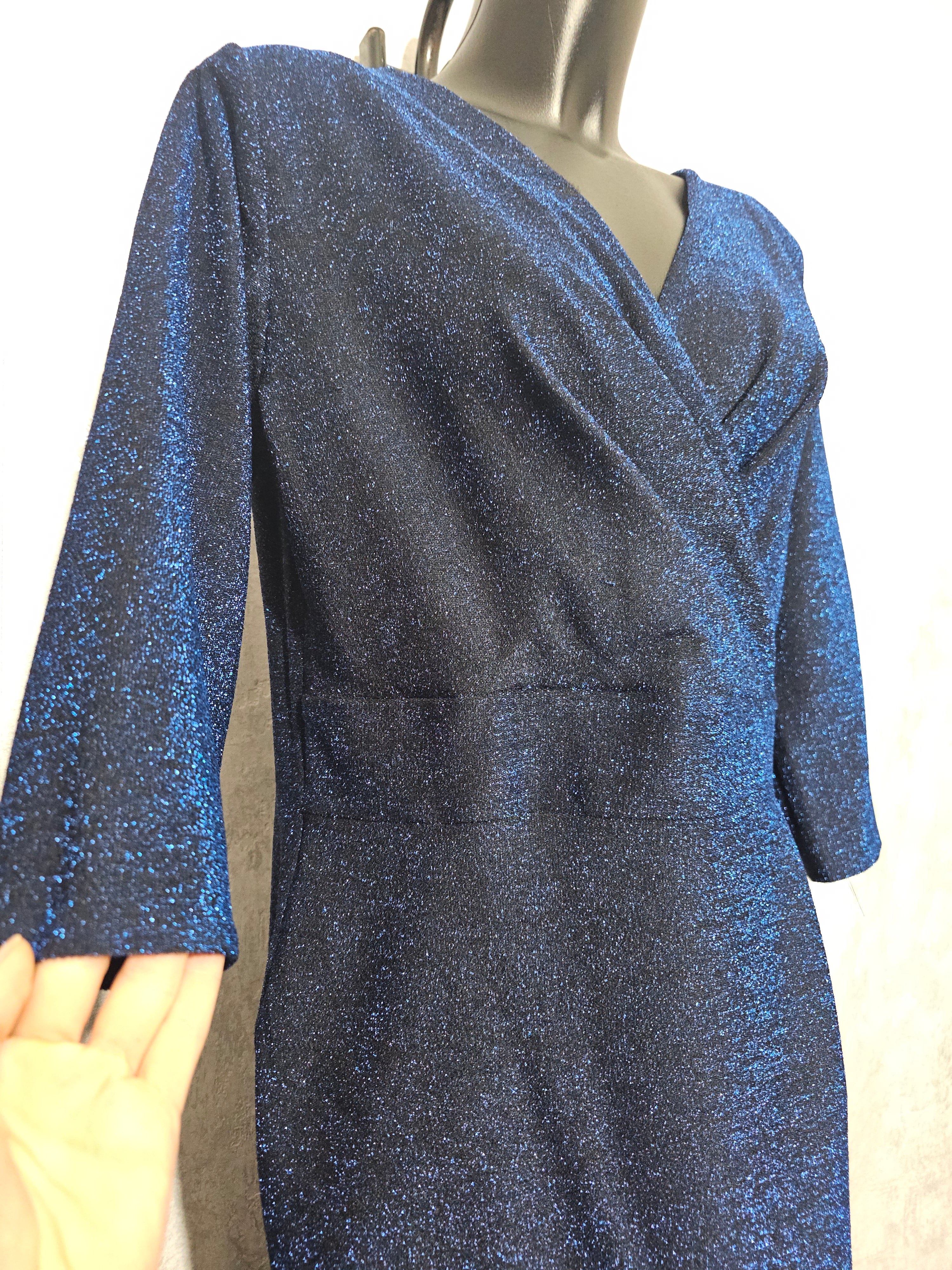 Festliches Glitzerkleid – Blau | 48 & 52