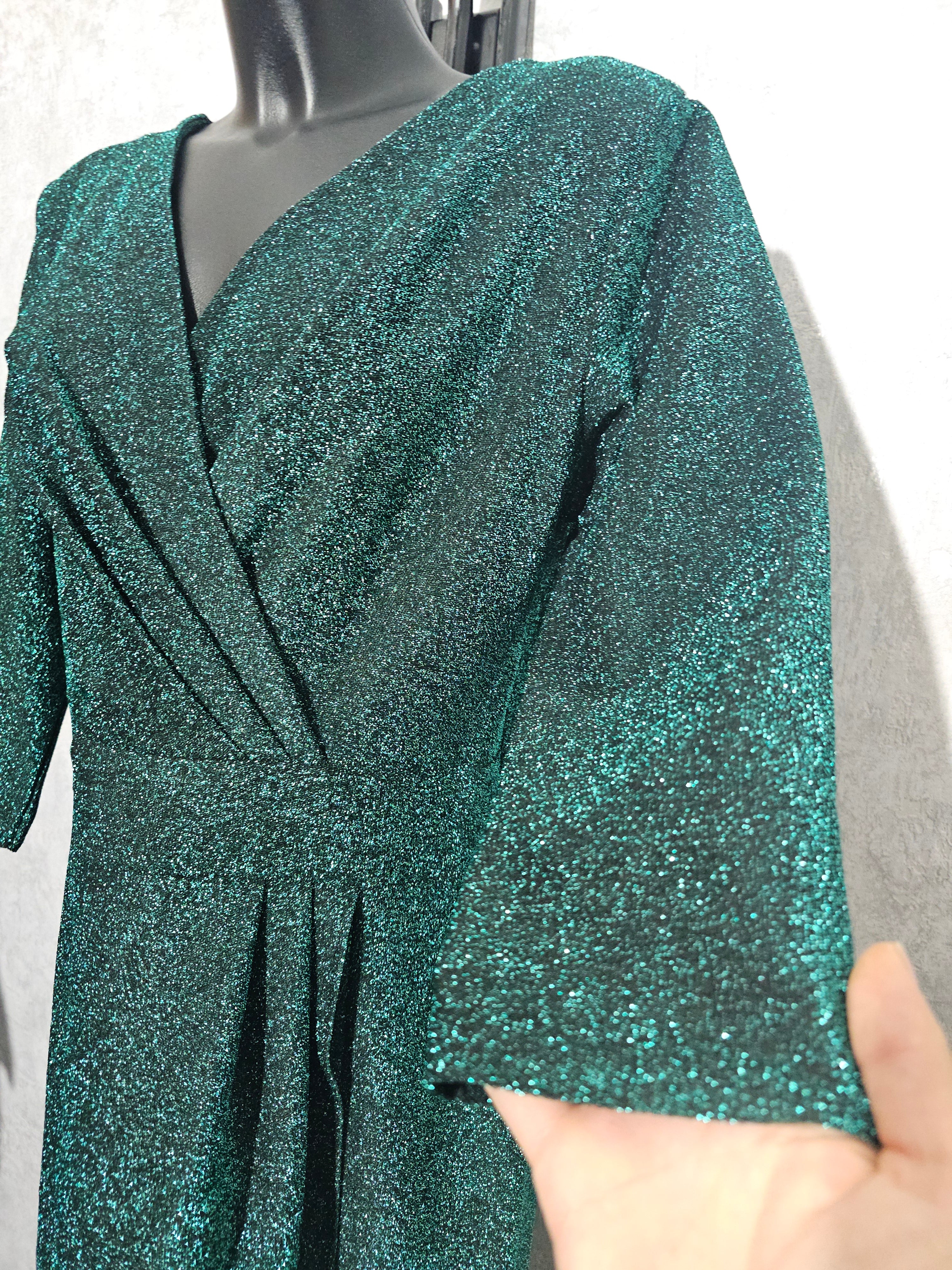 Festliches Glitzerkleid – Grün | 50