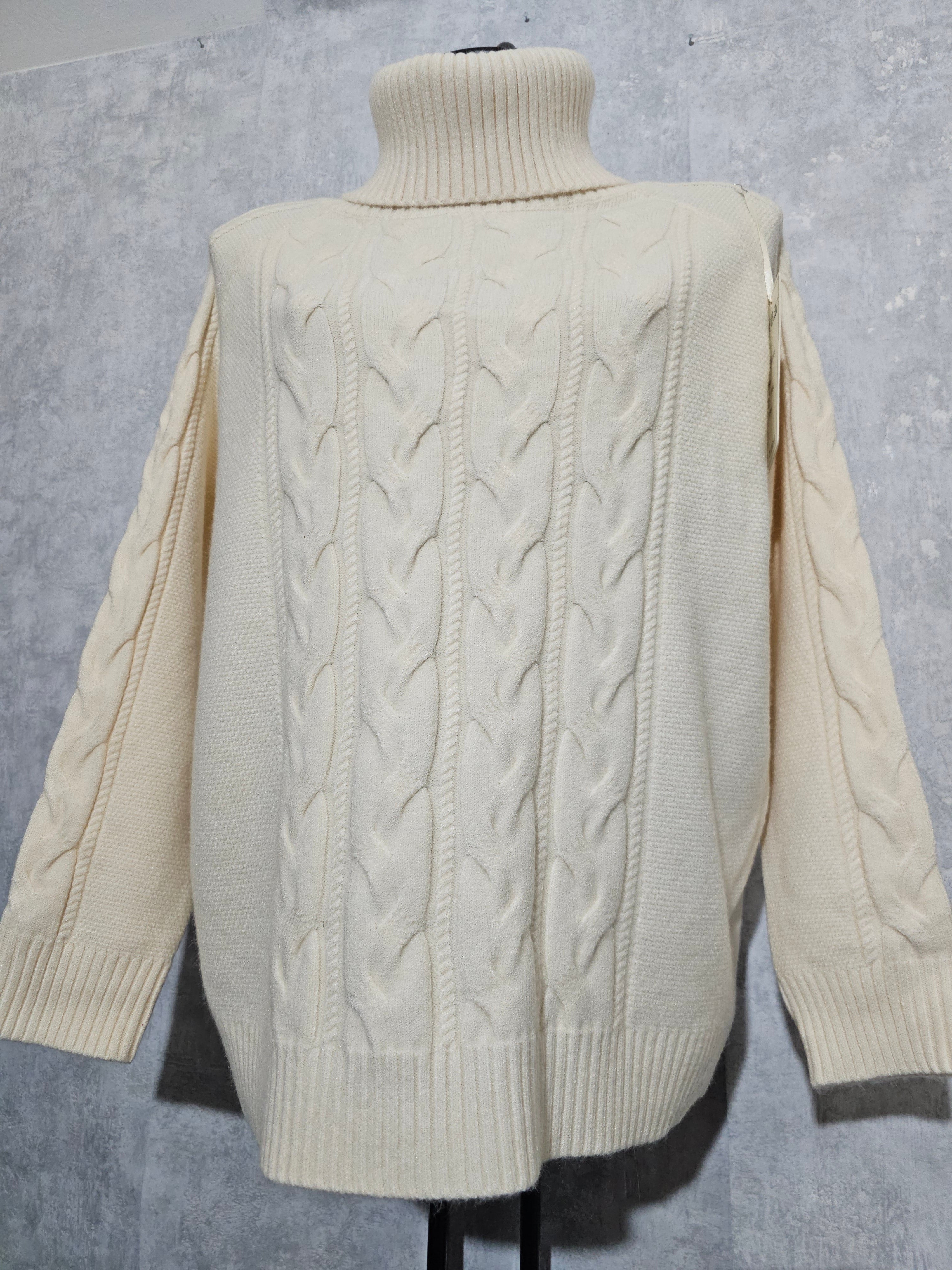 Damen Rollkragenpullover M/L – Weicher Strick, Warm & Elegant – Schwarz oder Creme– Winter Pullover