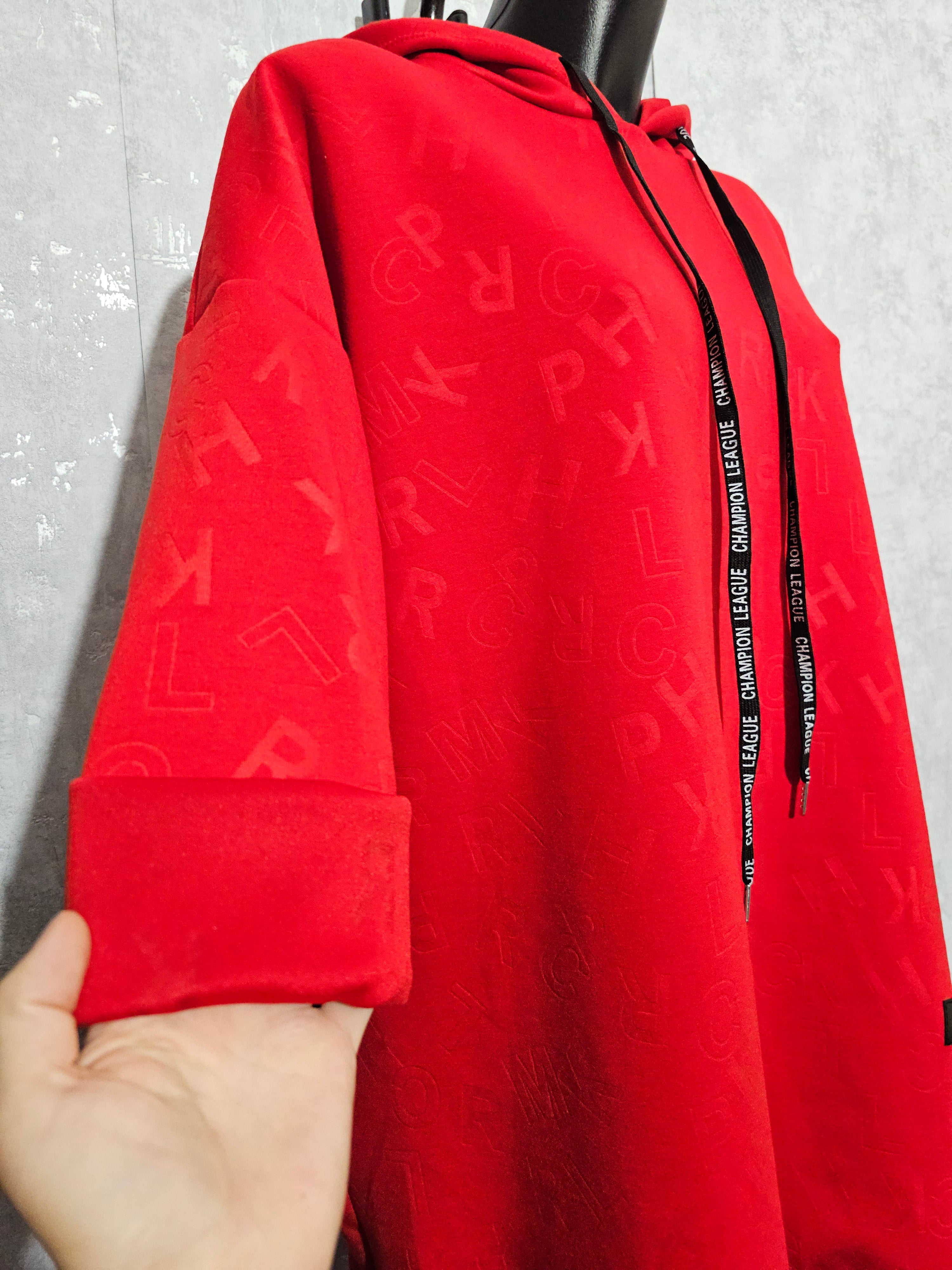 Long-Hoodie Oversize XL-3XL • Kapuzenpullover • Made in Italy – Beige / Rot / Schwarz