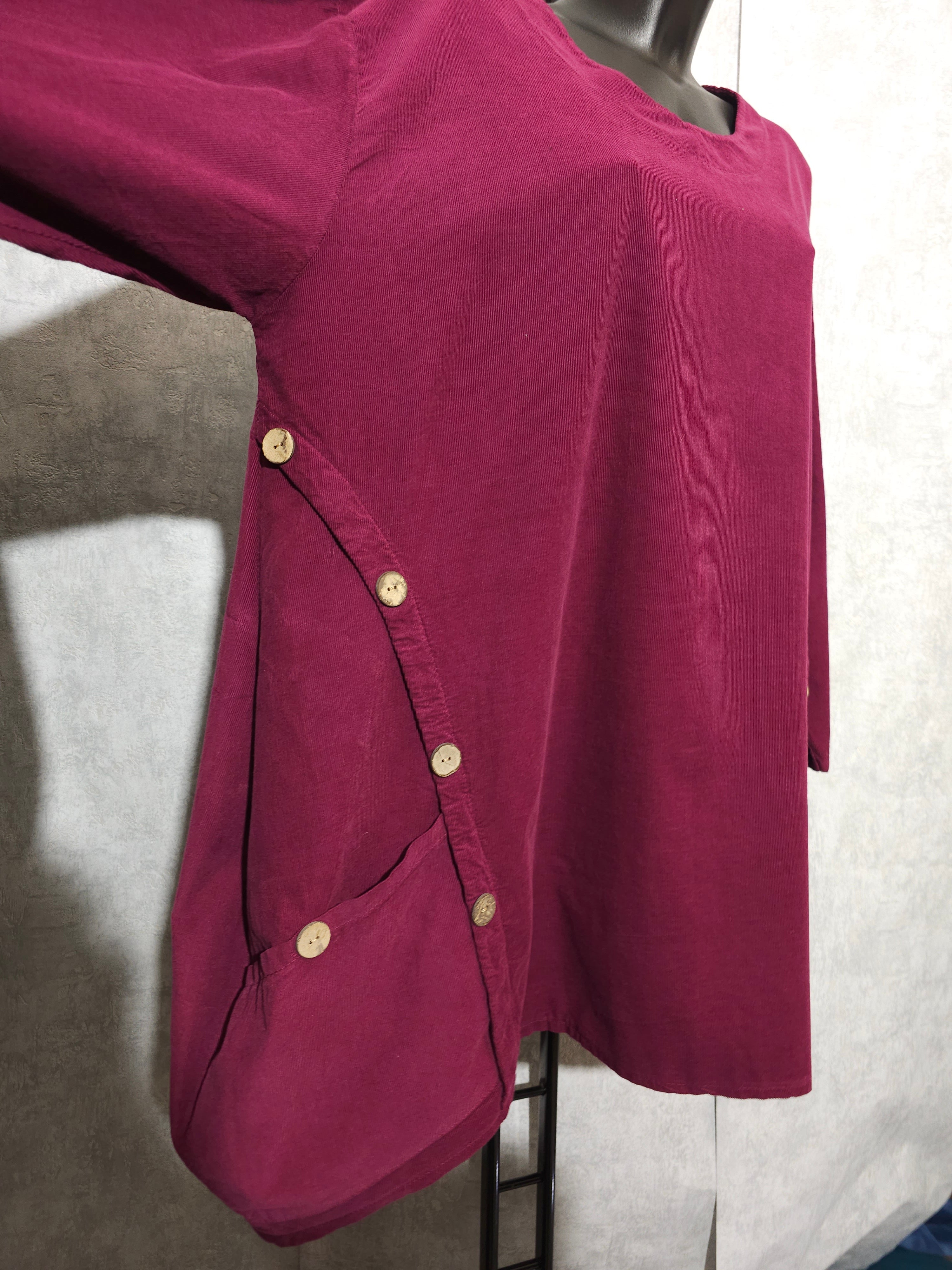 Oversize Tunika Daisy – Fuchsia | Asymmetrischer Schnitt | Baumwolle | Made in Italy