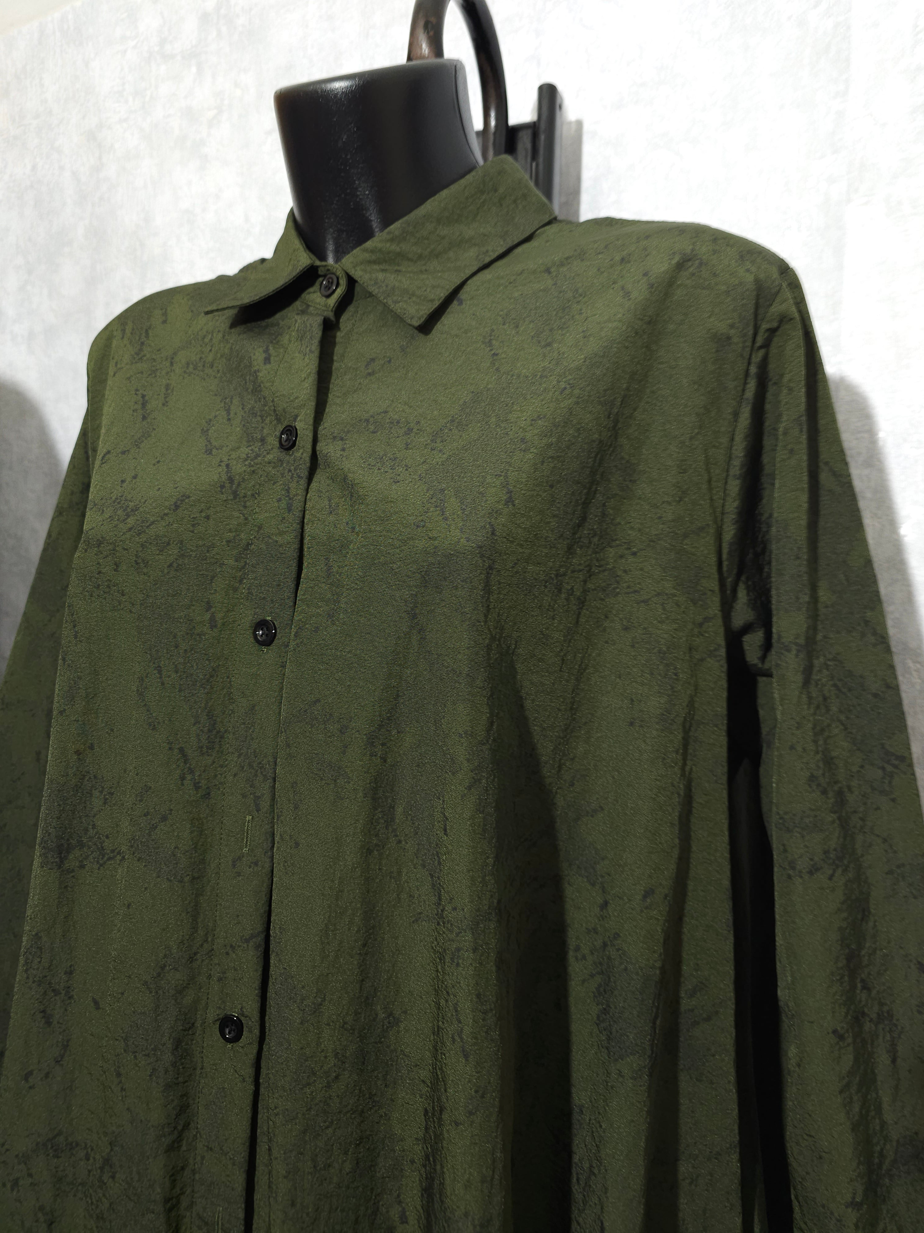 Lange Damen Tunika mit Tüll – Khaki | Oversize XXL–XXXL