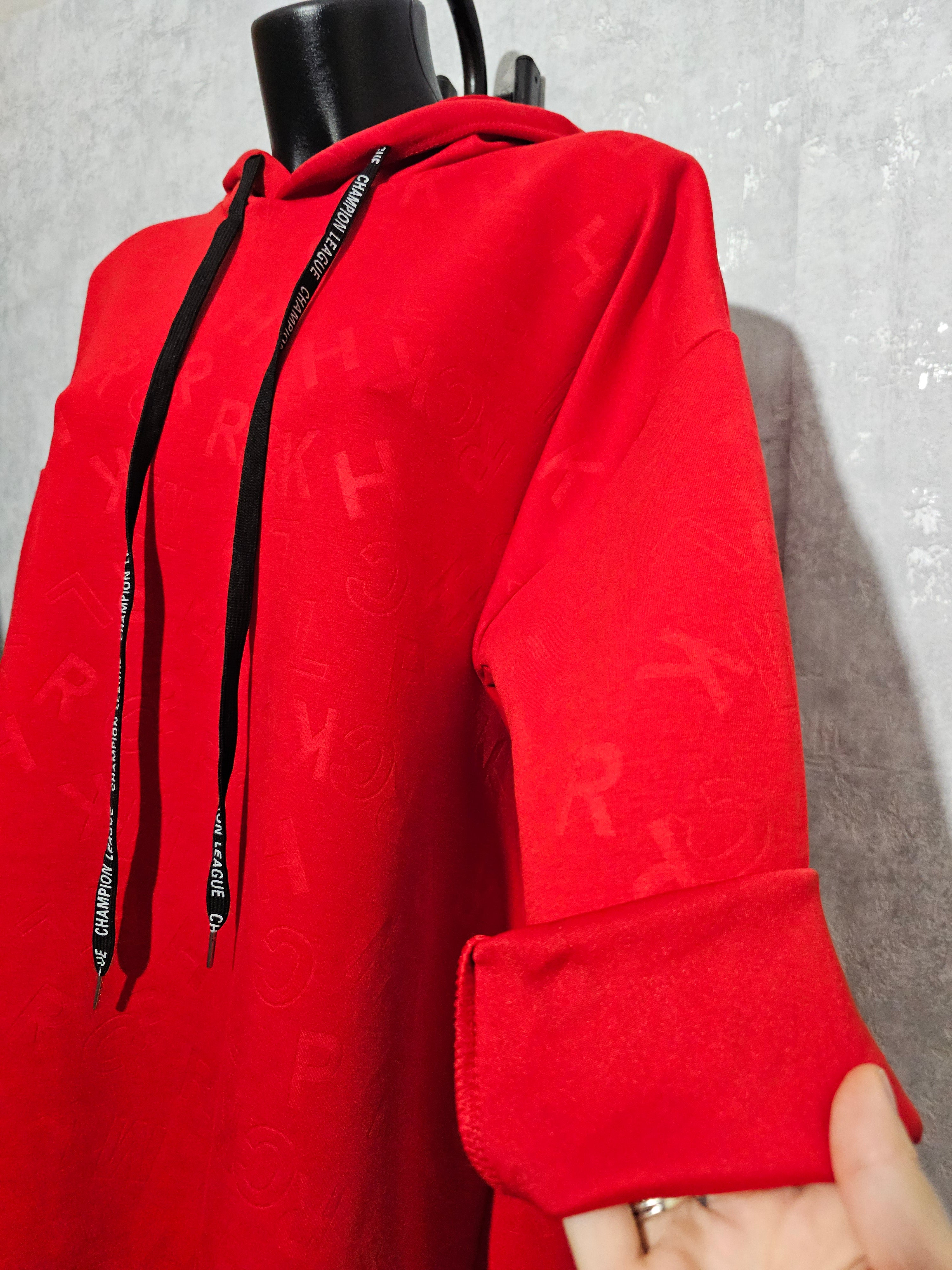 Long-Hoodie Oversize XL-3XL • Kapuzenpullover • Made in Italy – Beige / Rot / Schwarz