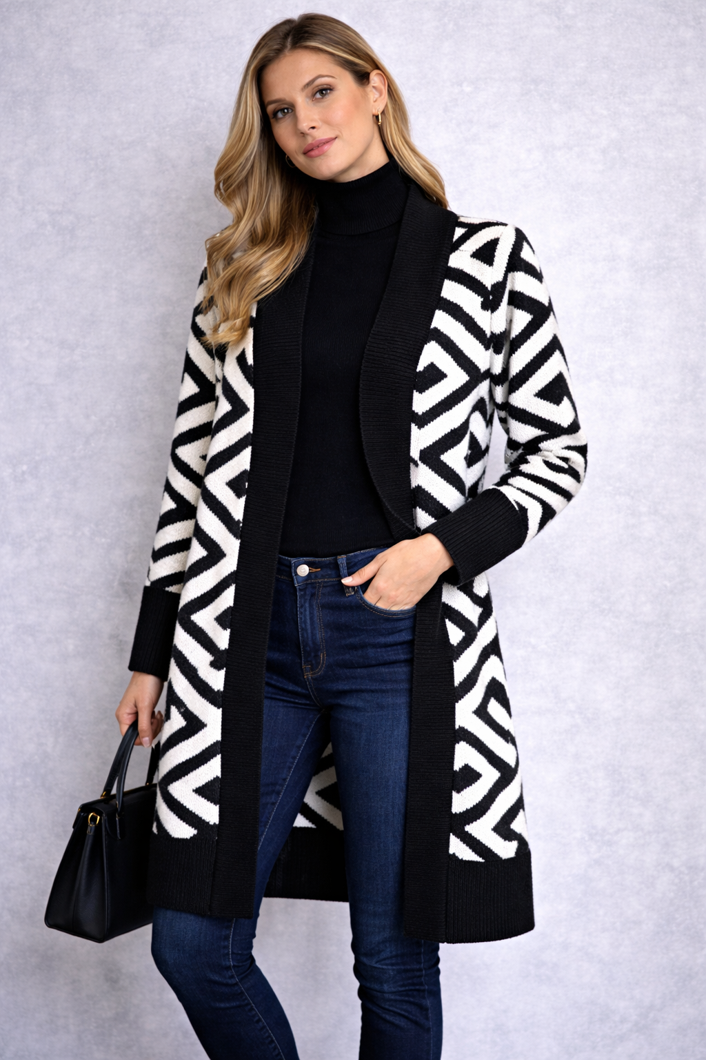 Eleganter langer Cardigan-hochwertig, weich & warm – M/L