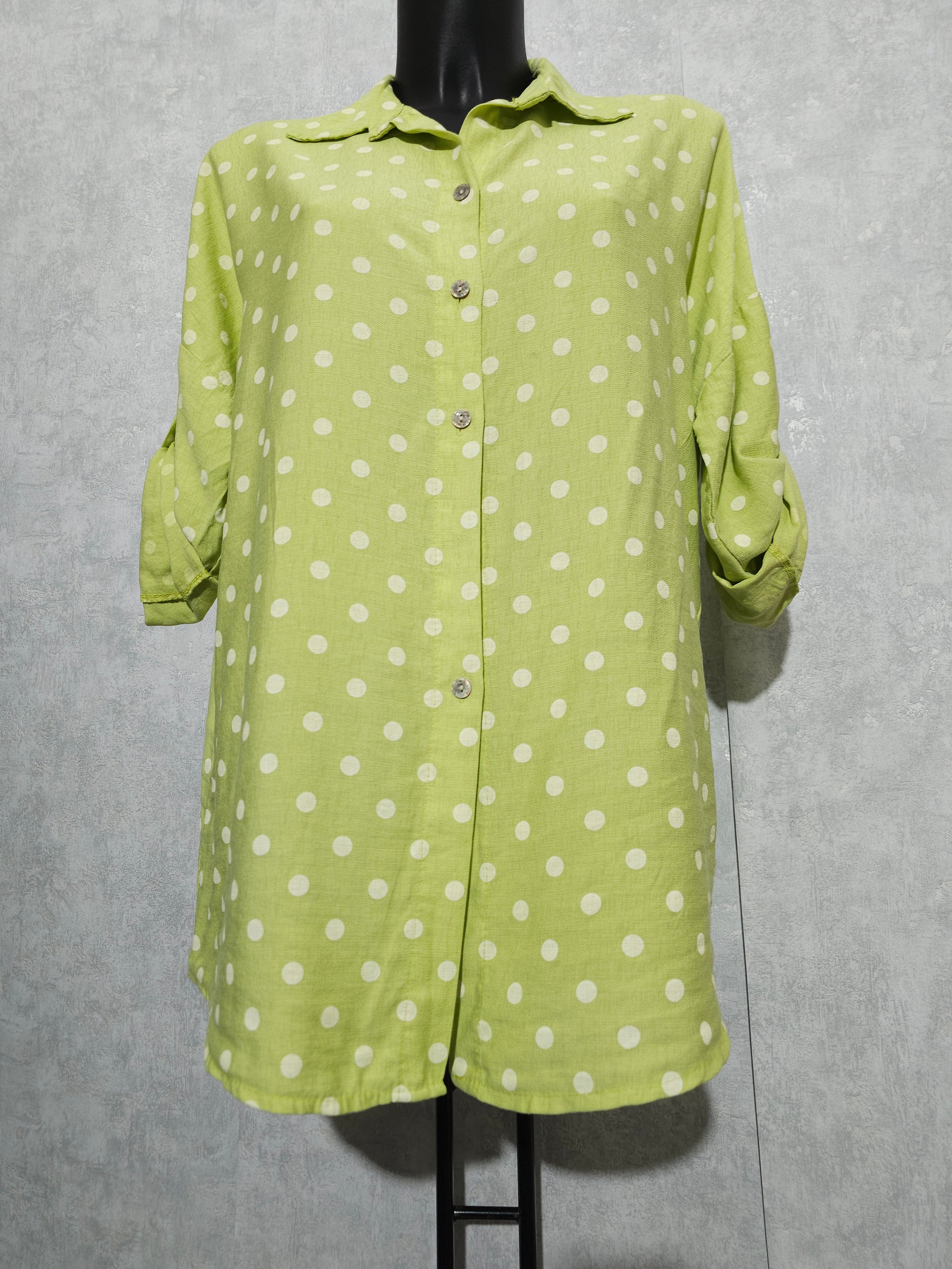 Punkte Bluse / Tunika – Made in Italy – 100 % Viskose L bis 2XL