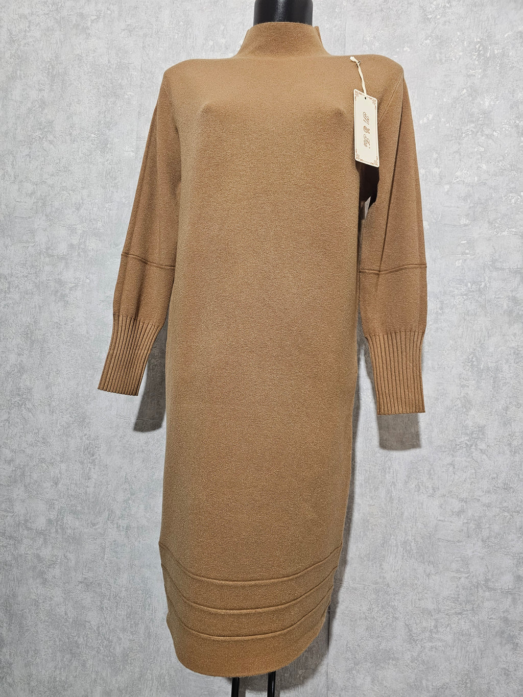 LUNA Knit Dress – Cashmere Mix | Warm Camel Brown | XL/XXL