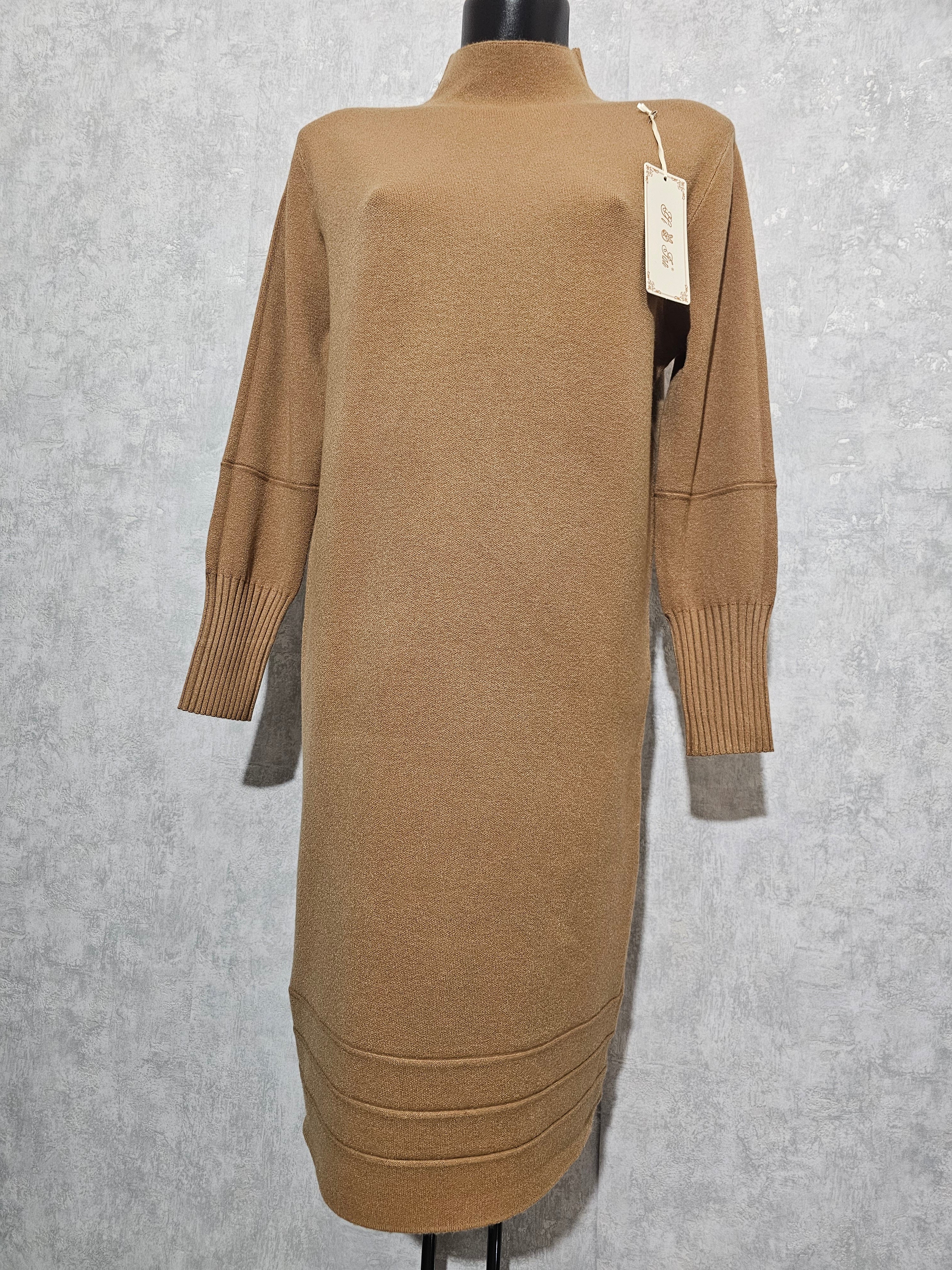 LUNA Knit Dress – Cashmere Mix | Warm Camel Brown | XL/XXL