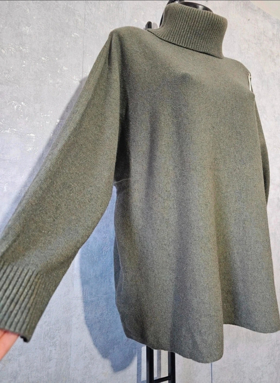 Oversize Rollkragen Strickpullover – Olivgrün | L/XL