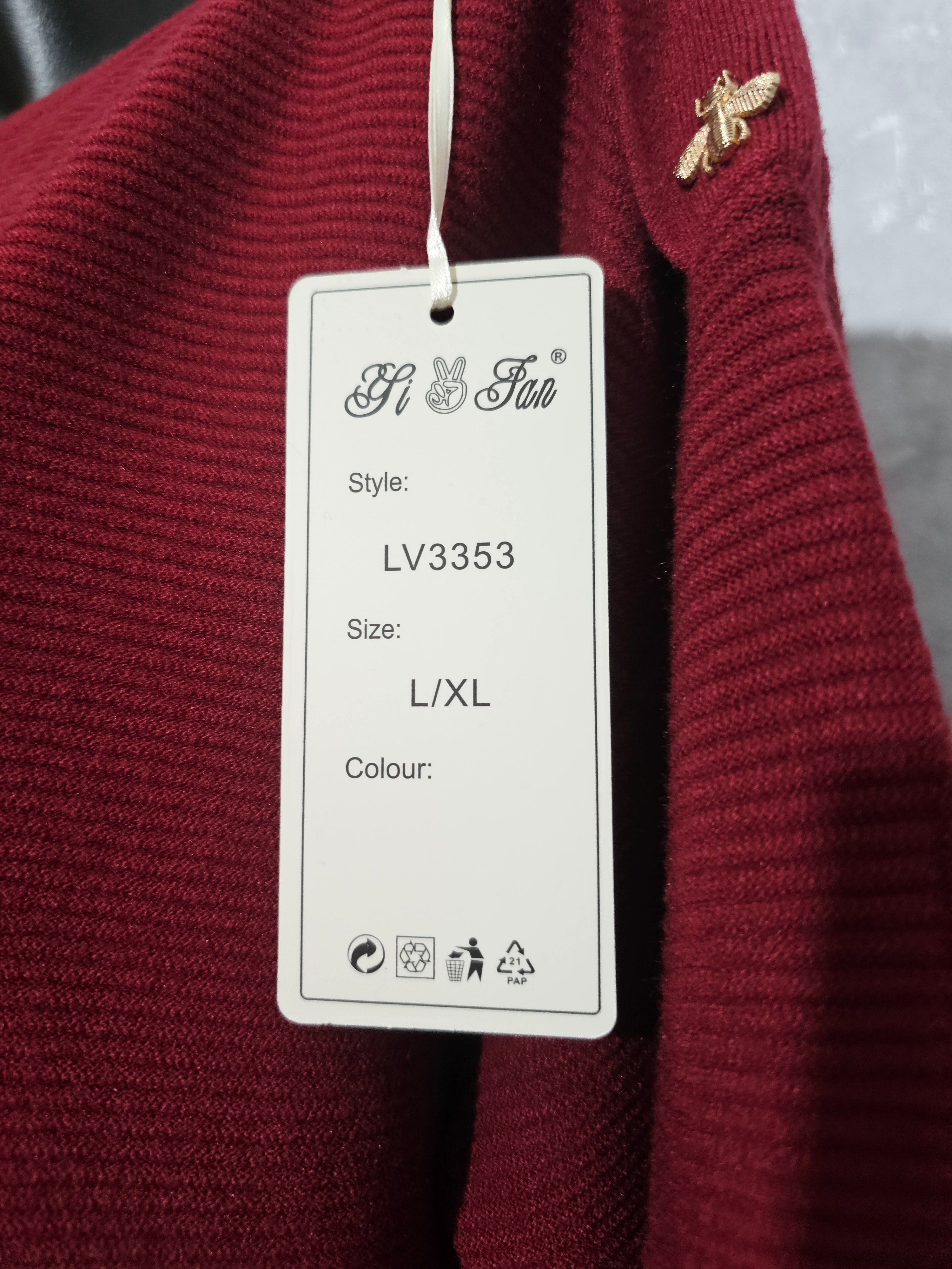 Oversize Strickkleid Damen • Elegant & Warm • Goldene Bienenknöpfe • L/XL – XL/XXL • Herbst/Winter • Premium Qualität – Bordeaux, Navy