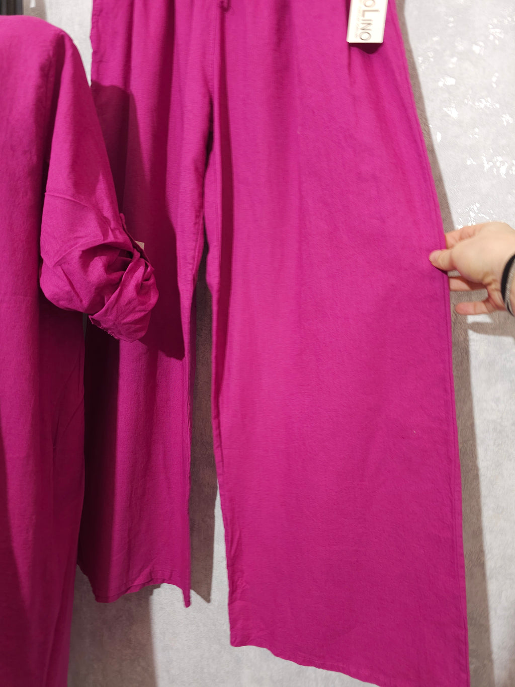 Zweiteiliges Leinen-Baumwoll-Set aus Italien – Oversize Tunika & Weite Hose