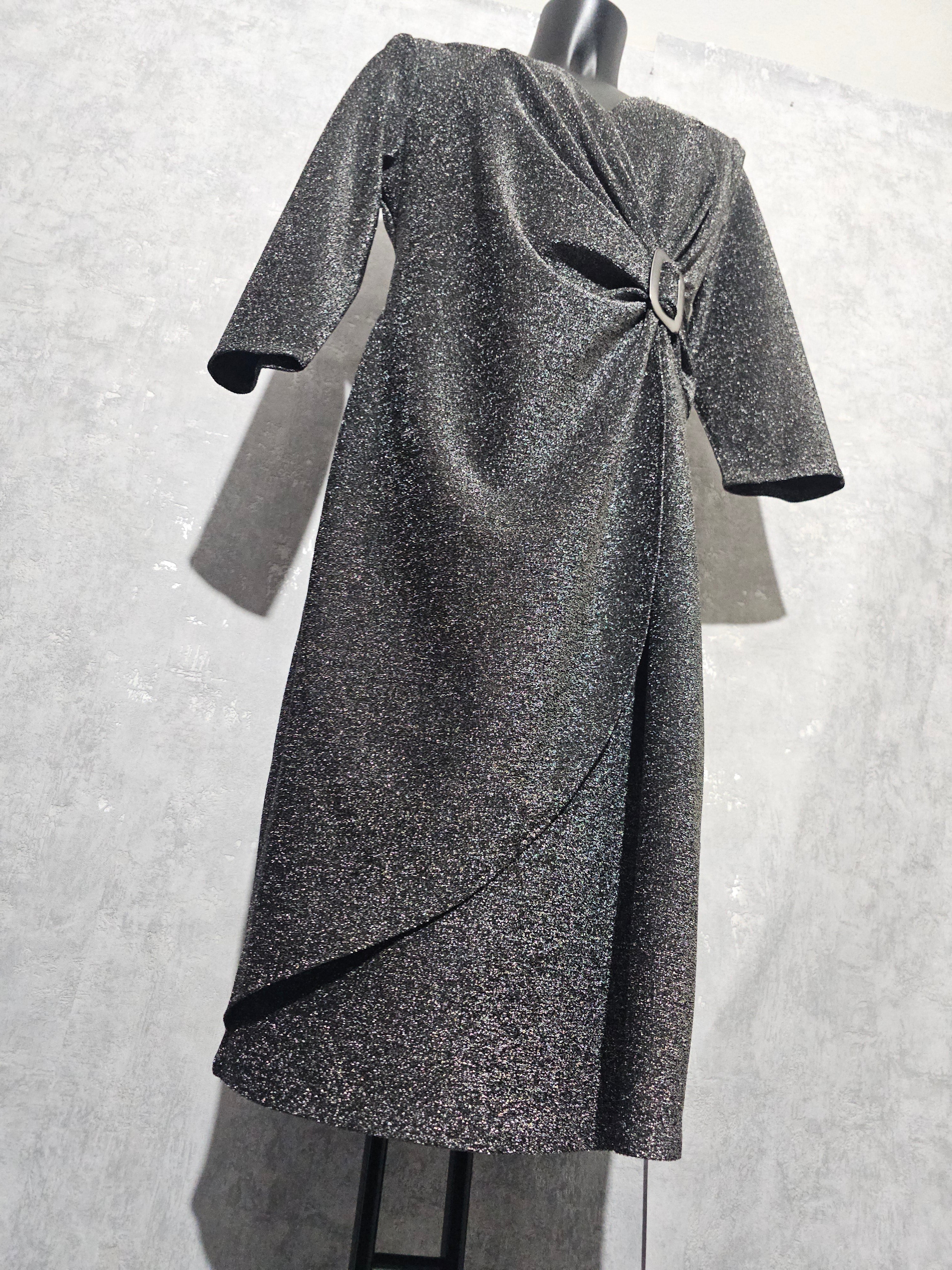 Festliches Glitzerkleid– Silber | 48 & 50