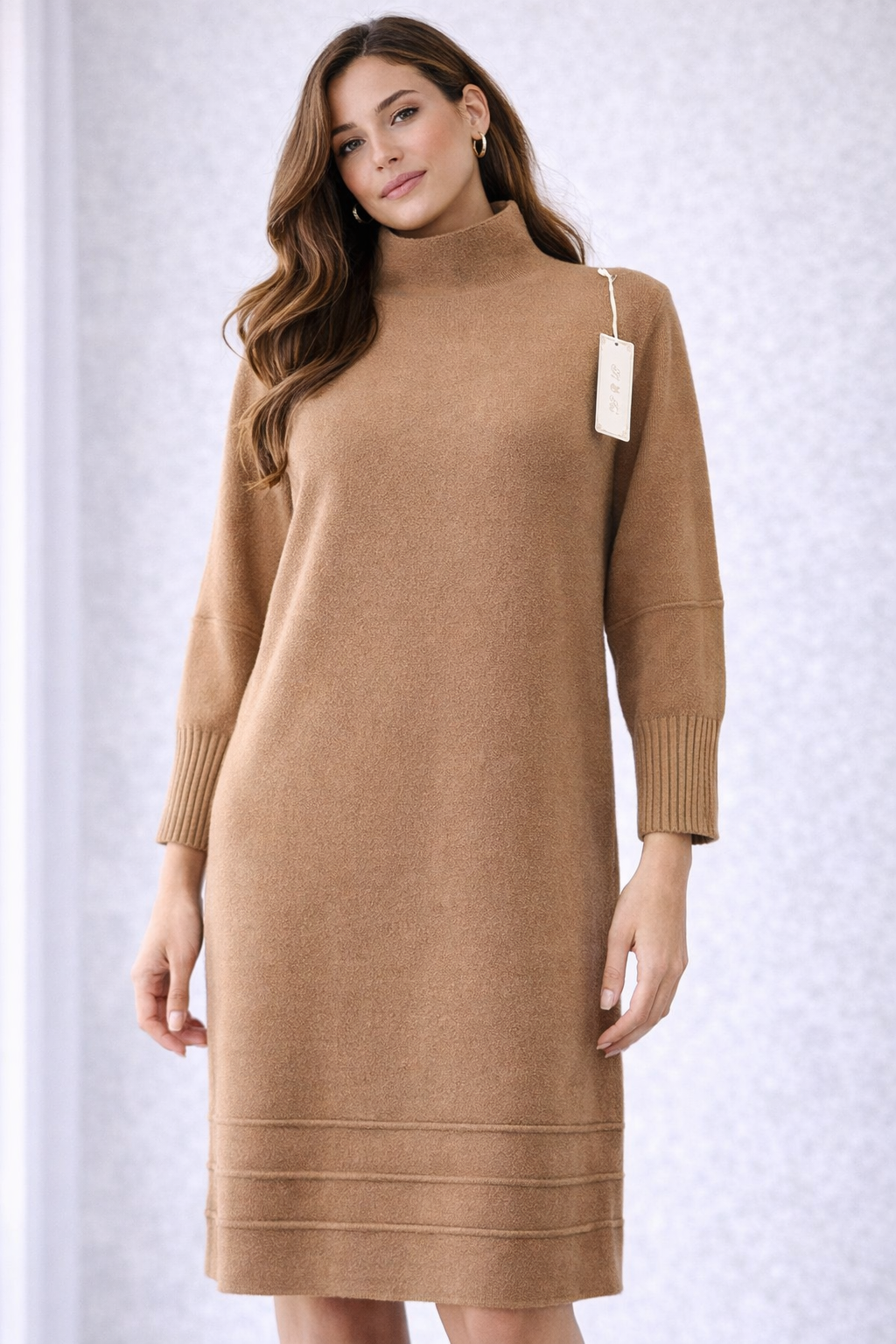 LUNA Knit Dress – Cashmere Mix | Warm Camel Brown | XL/XXL