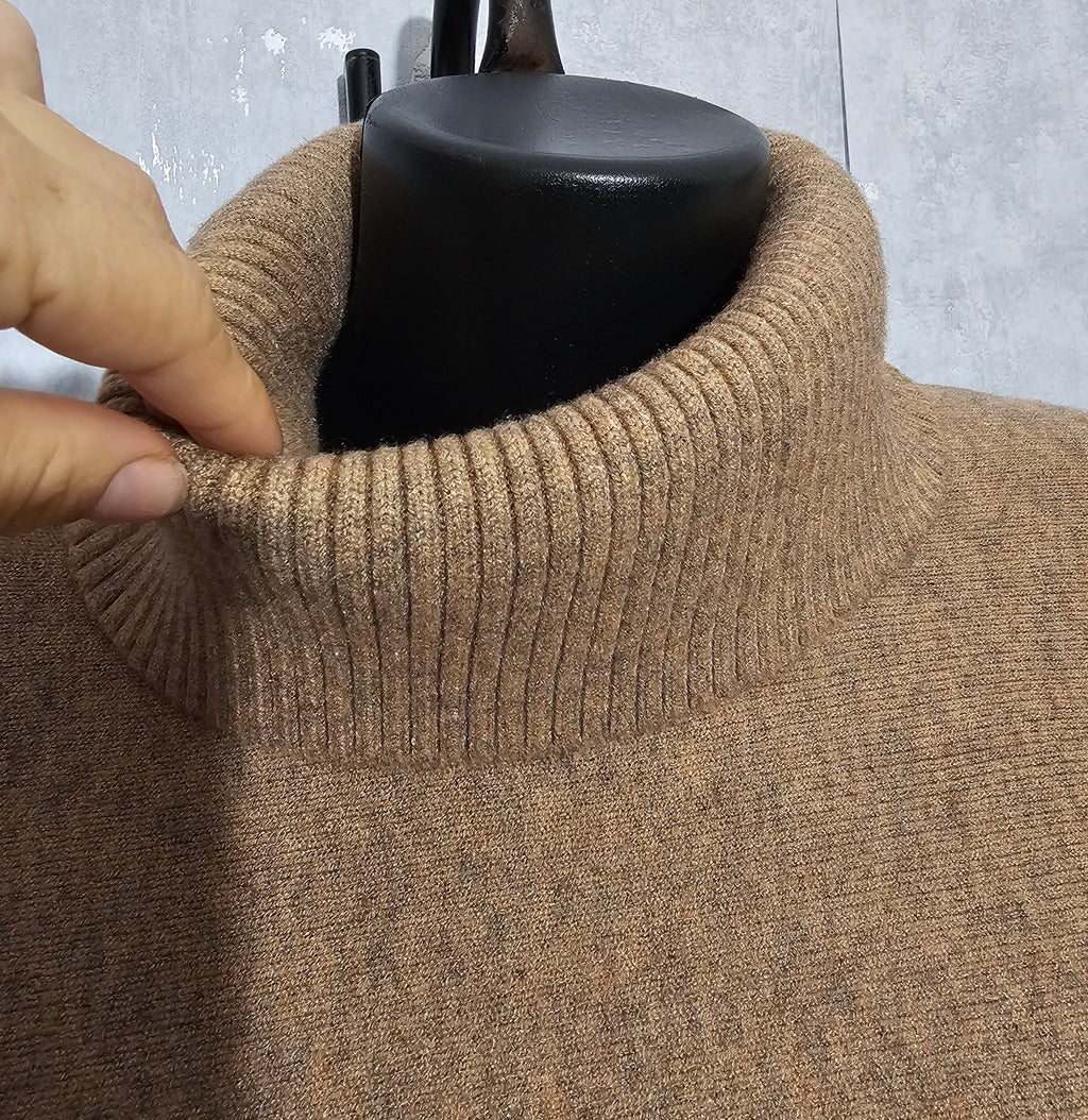 Oversize Rollkragen Strickpullover – Beige | L/XL