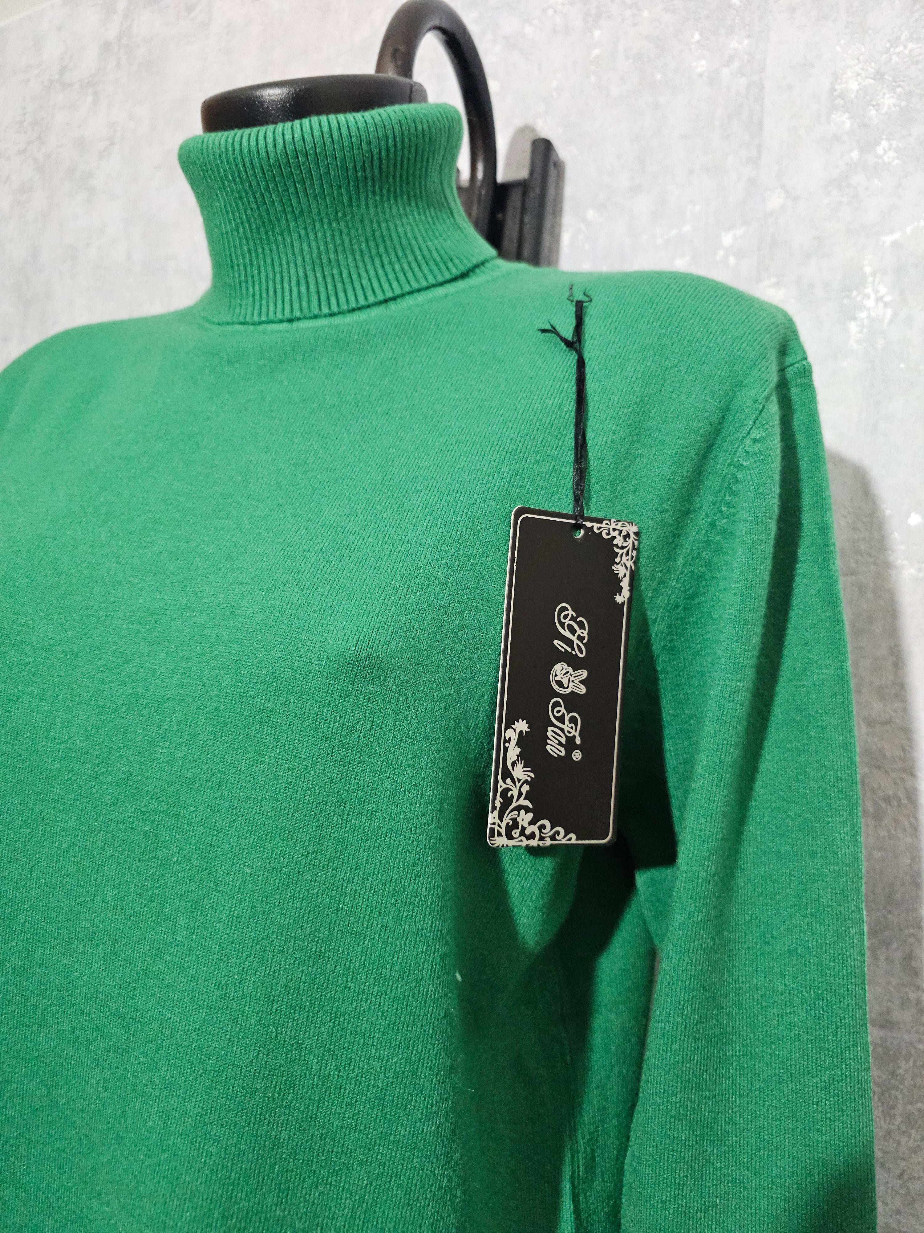 Grüner Rollkragenpullover – weich, warm & hochwertig – L/X