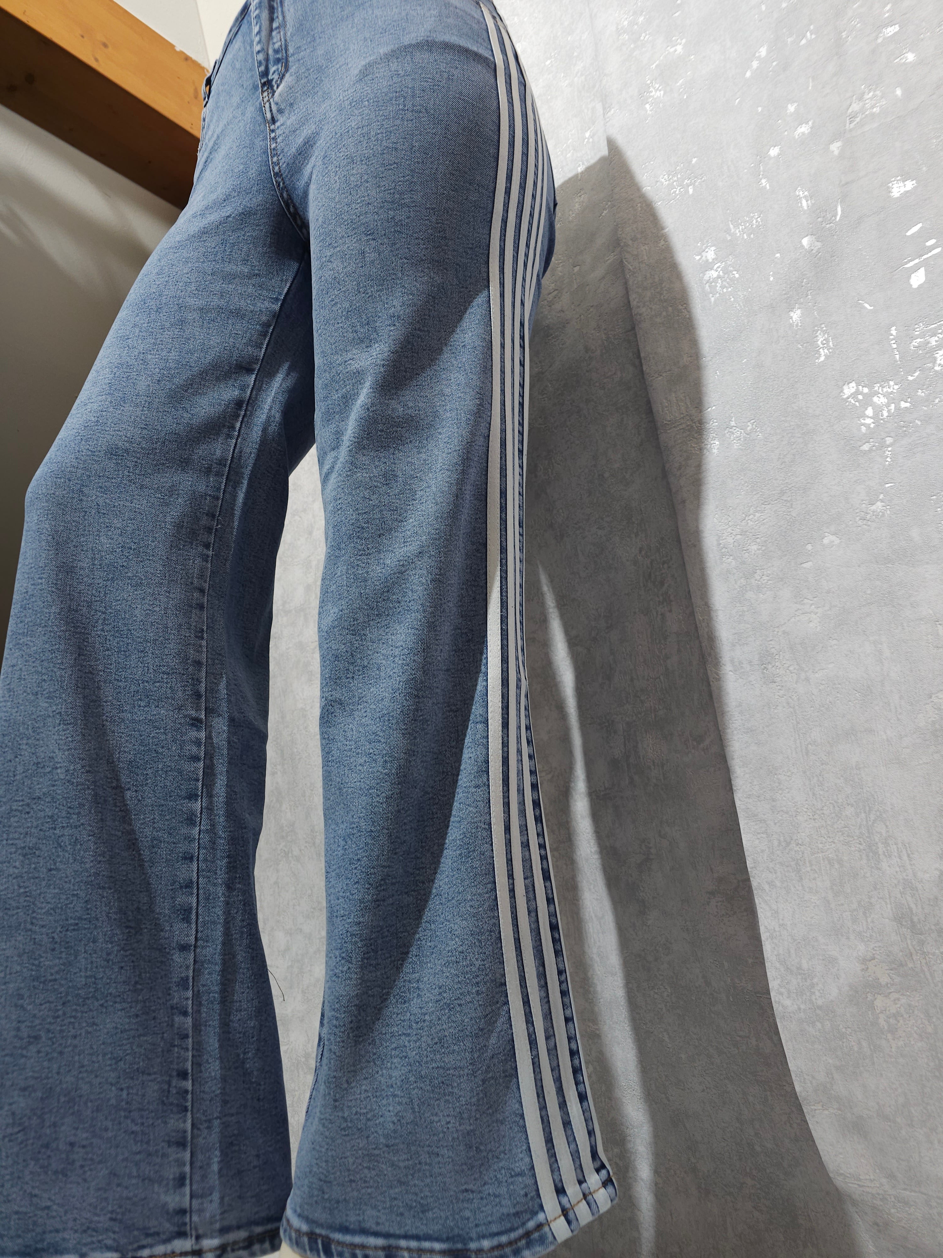 Wide Leg Jeans mit Streifen, L bis 4XL