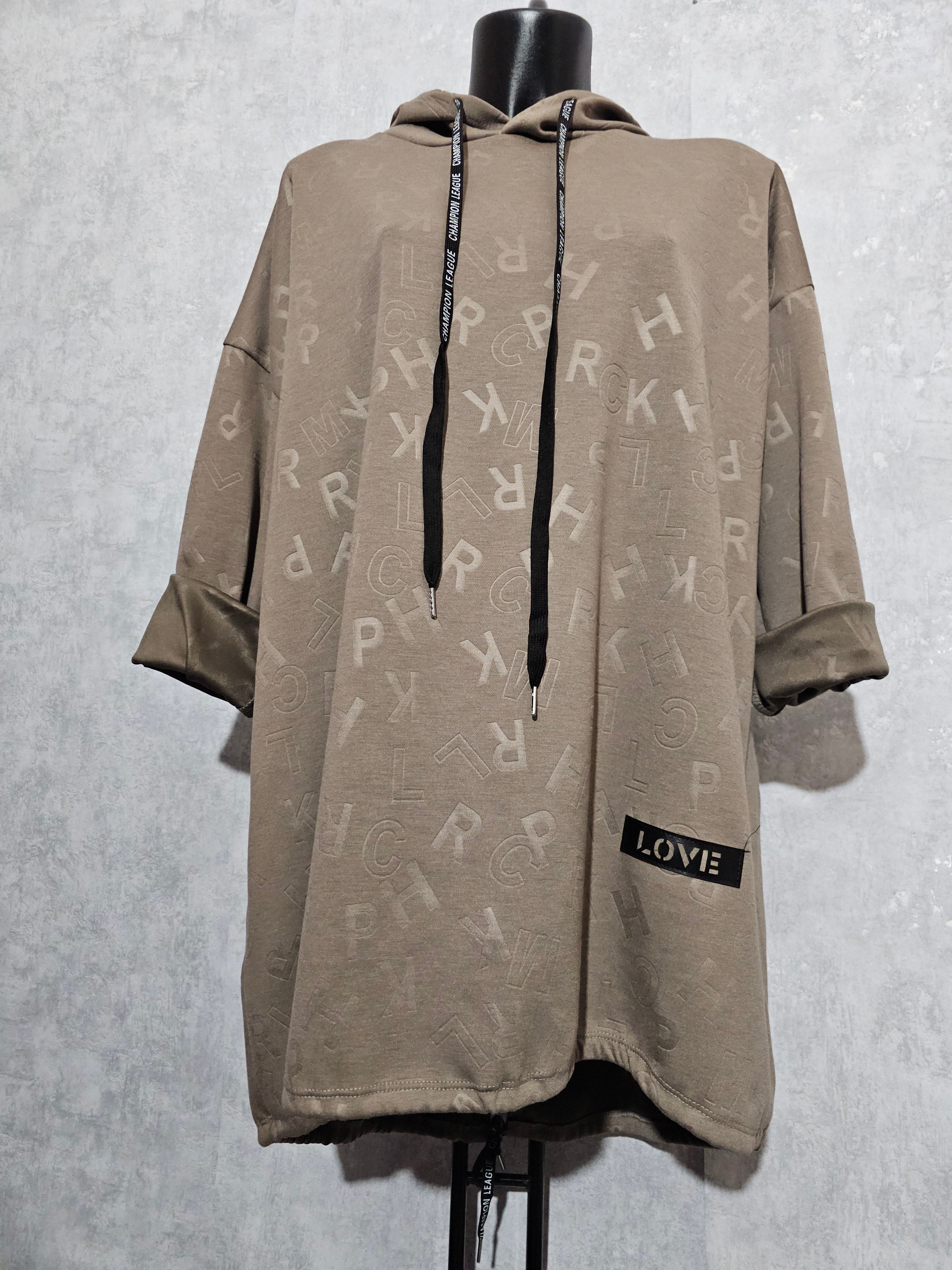 Long-Hoodie Oversize XL-3XL • Kapuzenpullover • Made in Italy – Beige / Rot / Schwarz