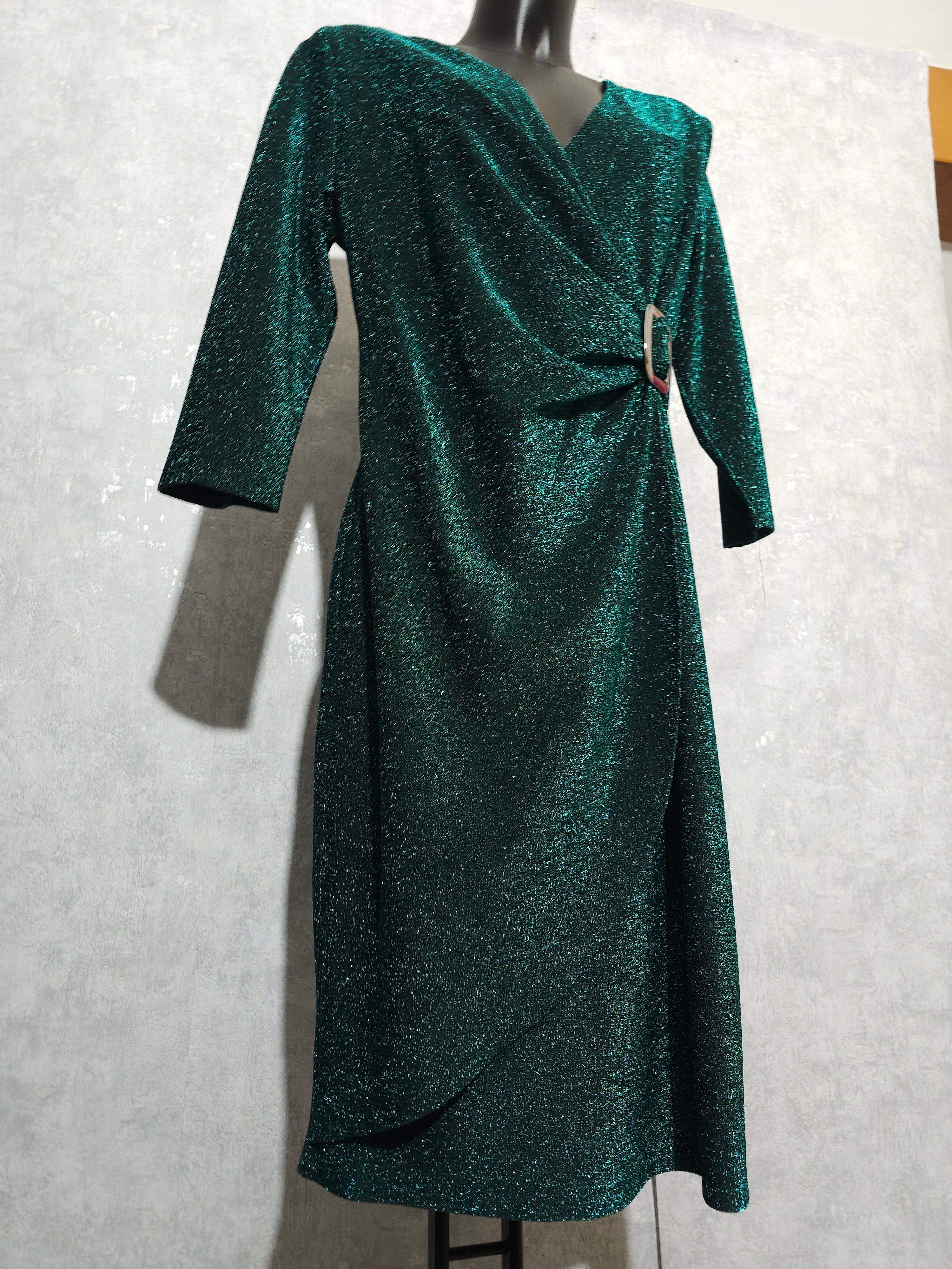 Festliches Glitzerkleid– Grün | 44-50