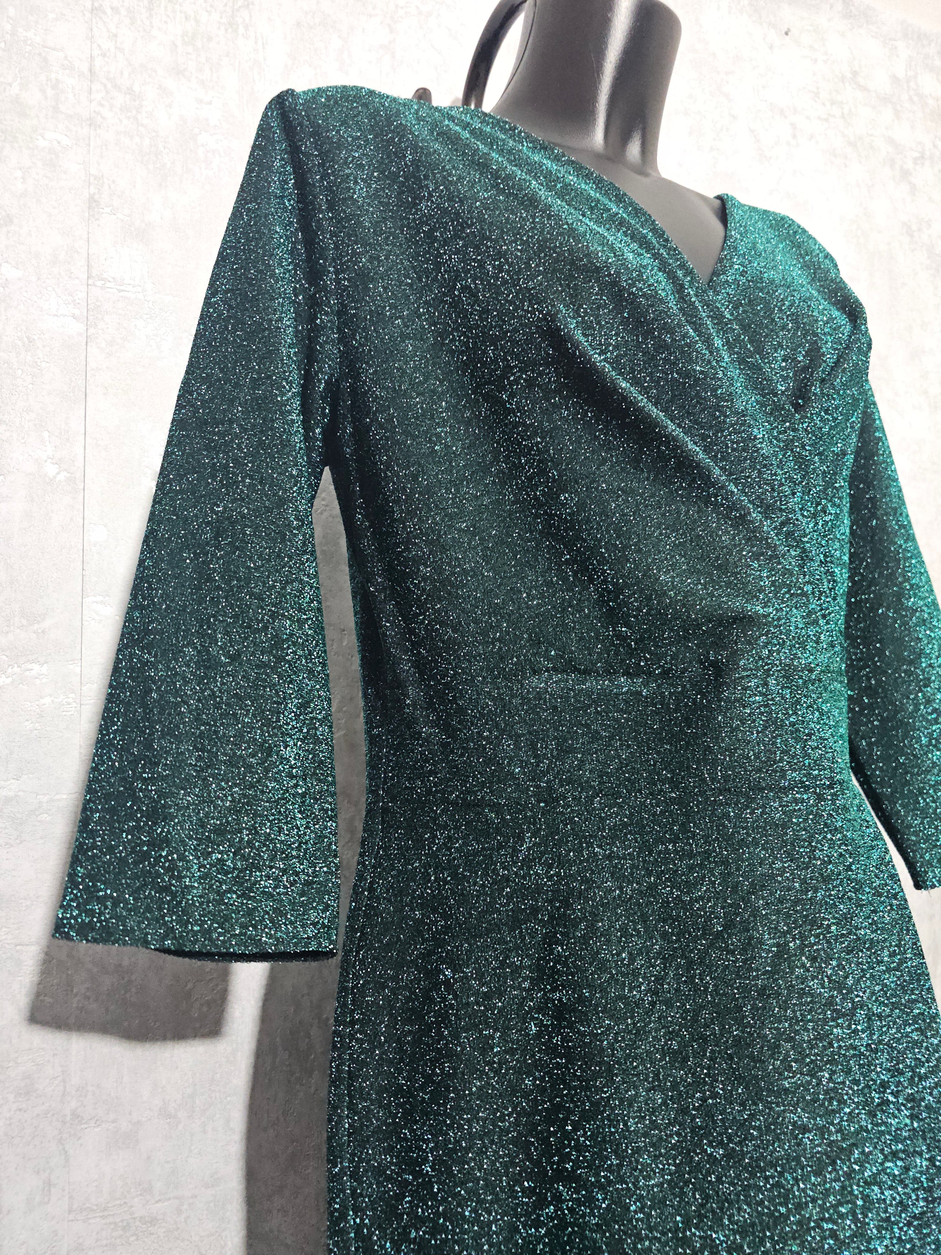 Festliches Glitzerkleid – Grün | 50