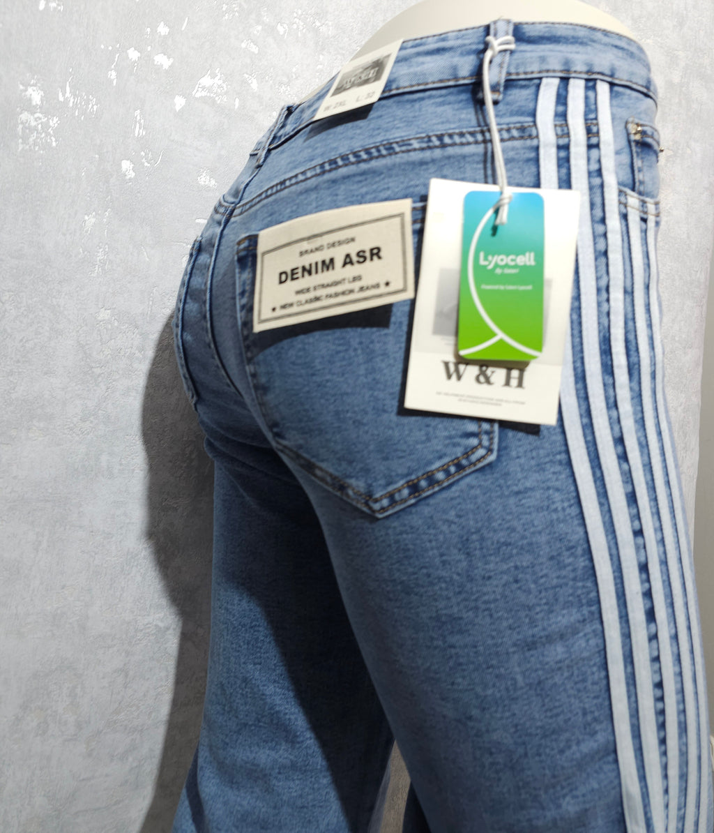 Wide Leg Jeans mit Streifen, L bis 4XL