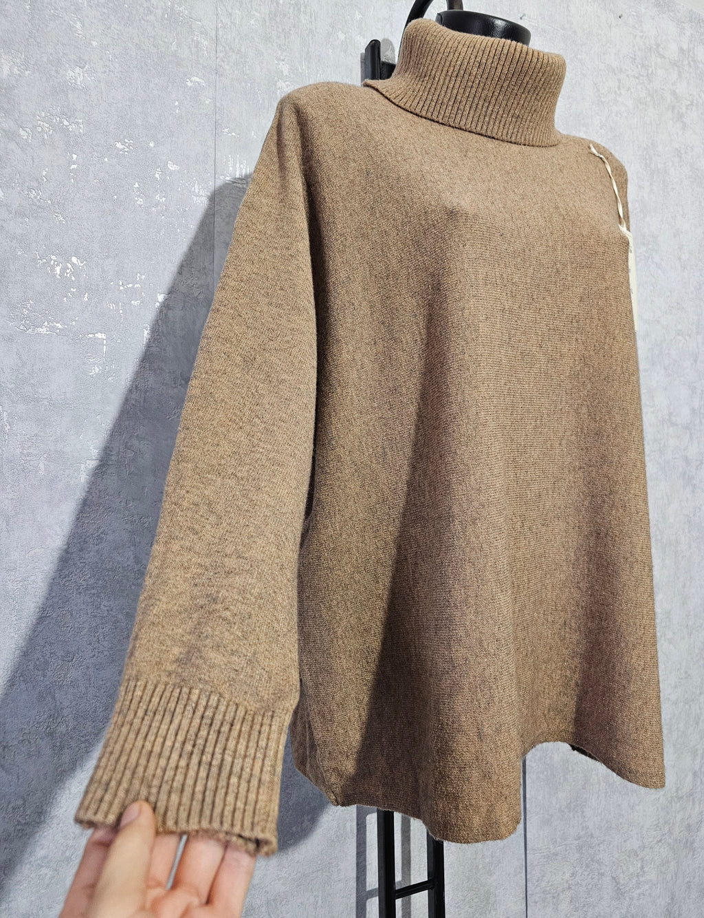 Oversize Rollkragen Strickpullover – Beige | L/XL