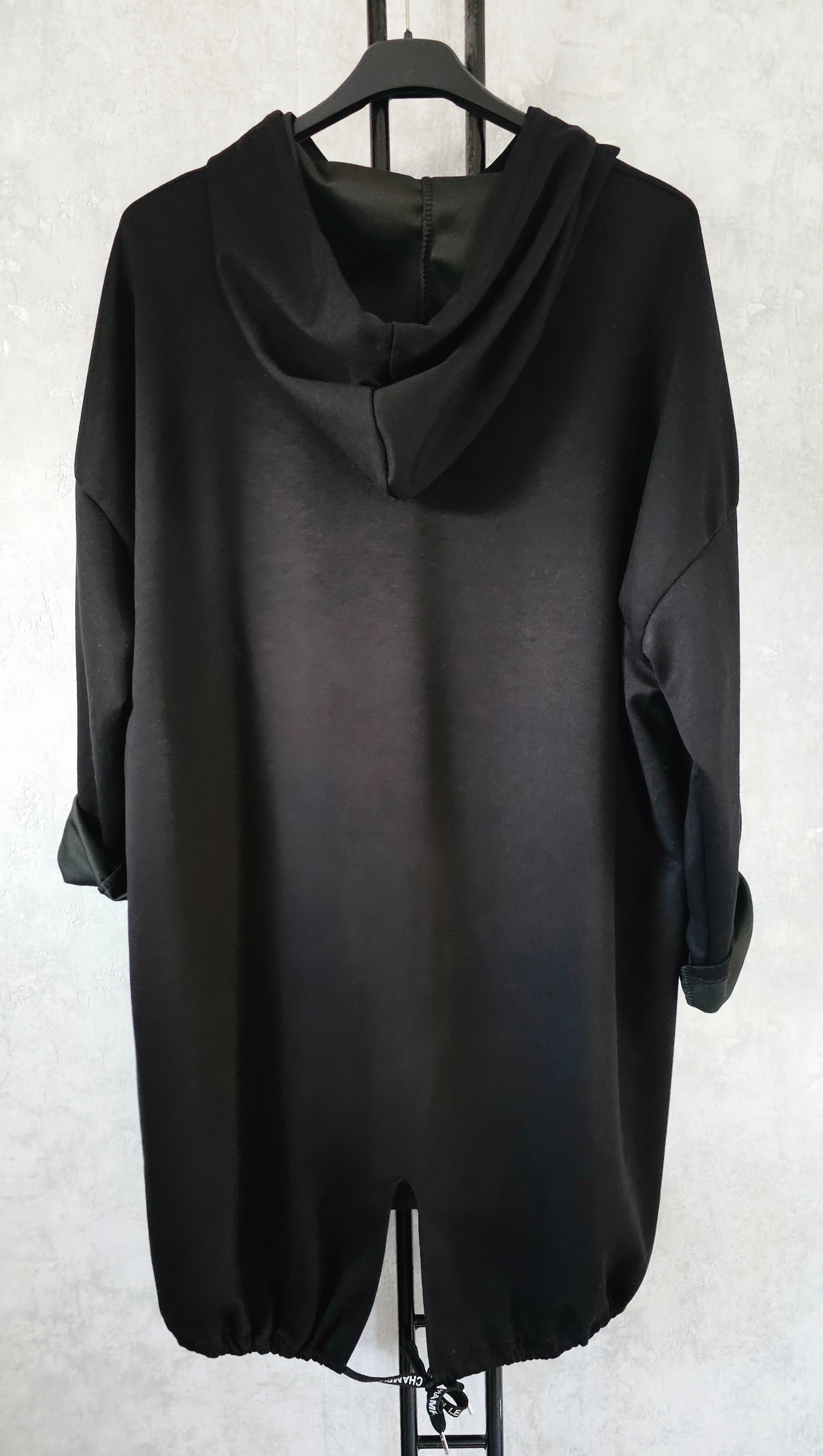 Oversize Damen Tunika mit Kapuze und Print