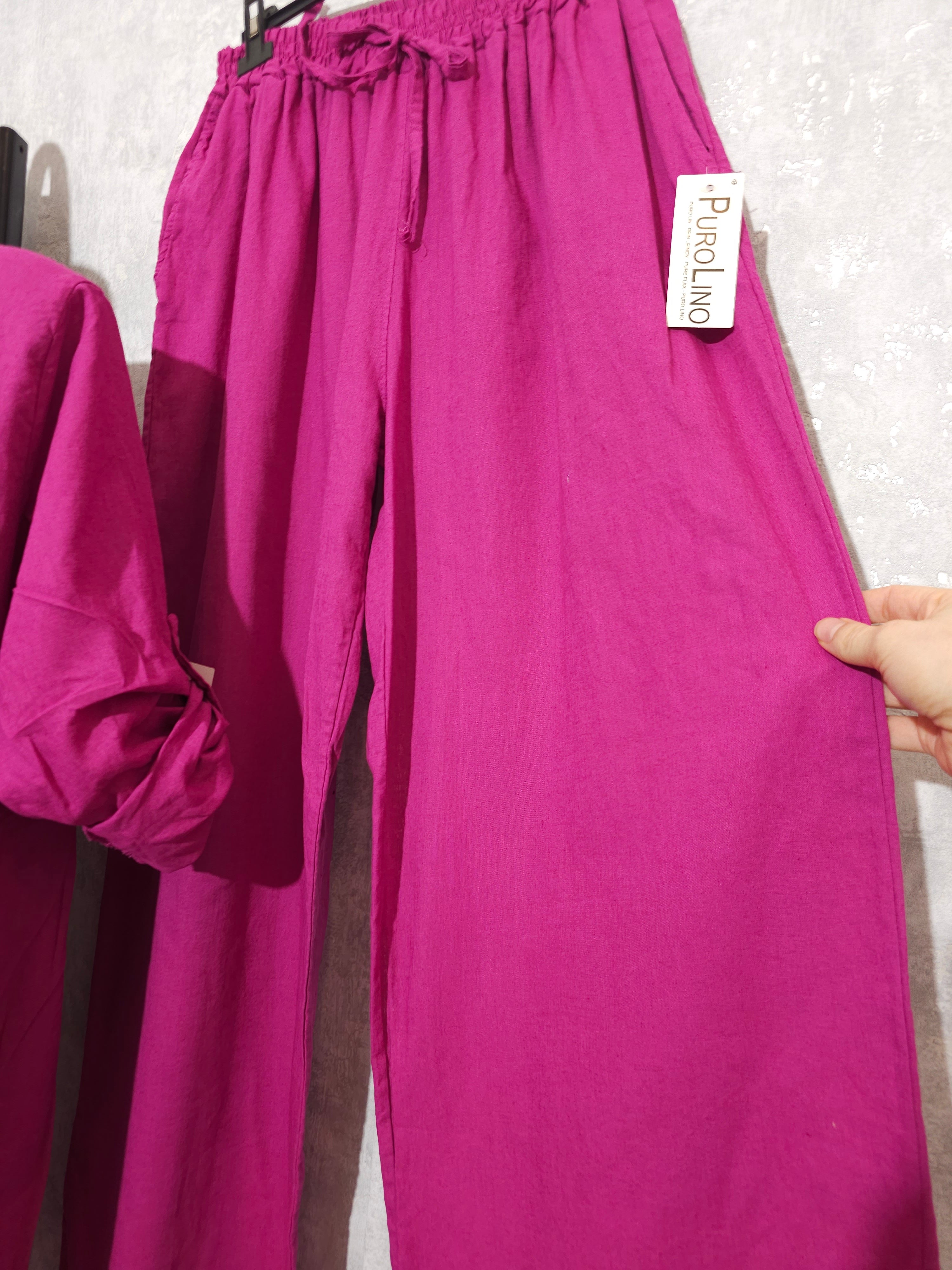 Zweiteiliges Leinen-Baumwoll-Set aus Italien – Oversize Tunika & Weite Hose